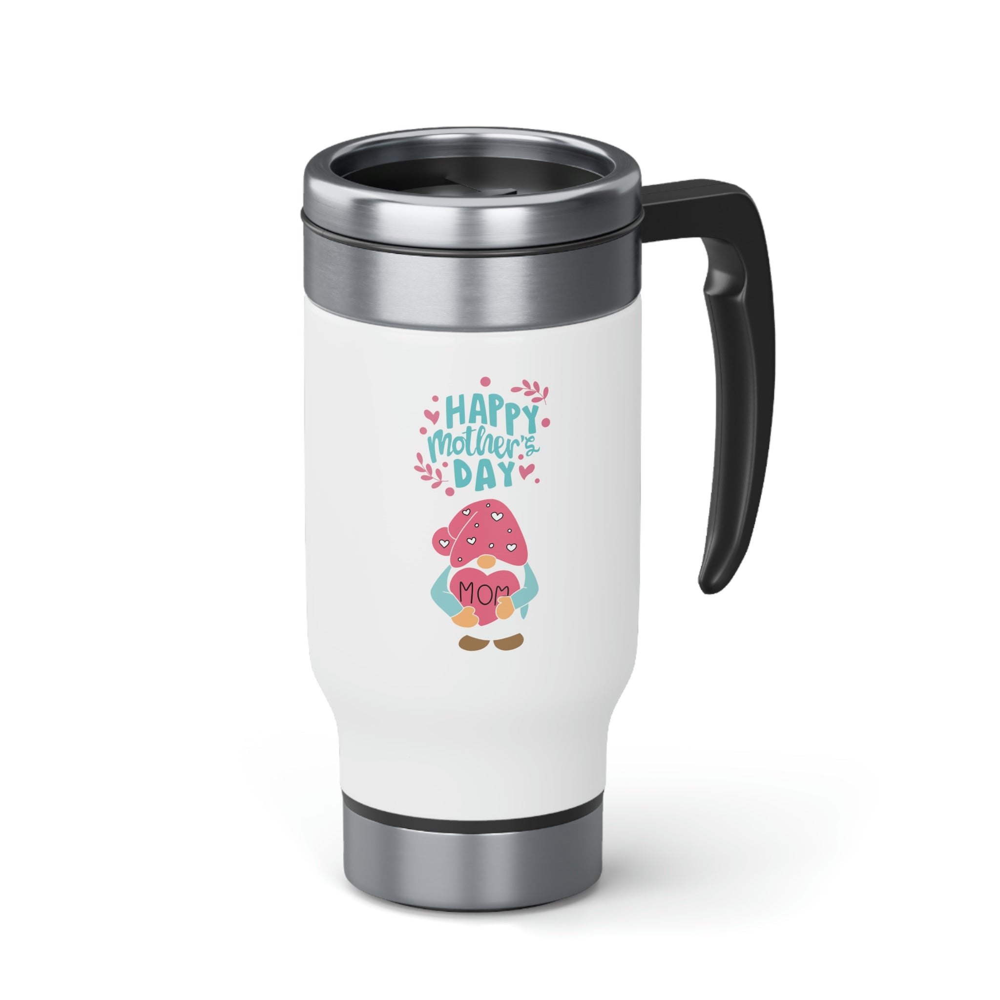 Happy Mother's Day Gnome Stainless Steel Travel Mug with Handle, 14oz