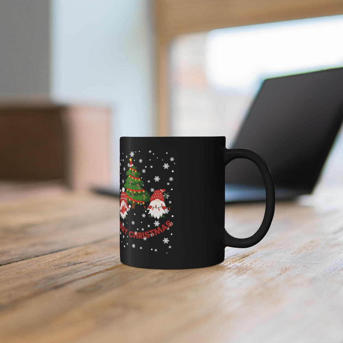 Merry & Bright Holidays Christmas 11oz Black Mug