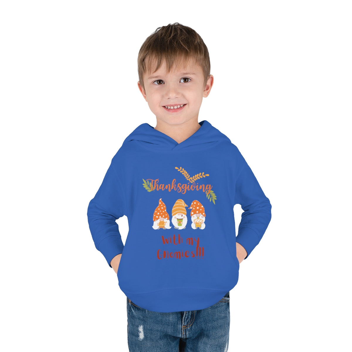 Thanksgiving With My Gnomies Toddler Pullover Fleece Hoodie