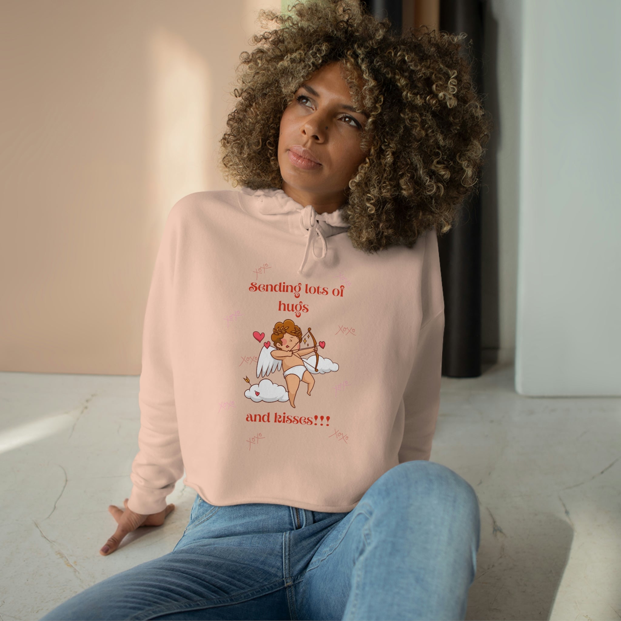 Sending Lots Of Hugs & Kisses!!! Crop Hoodie