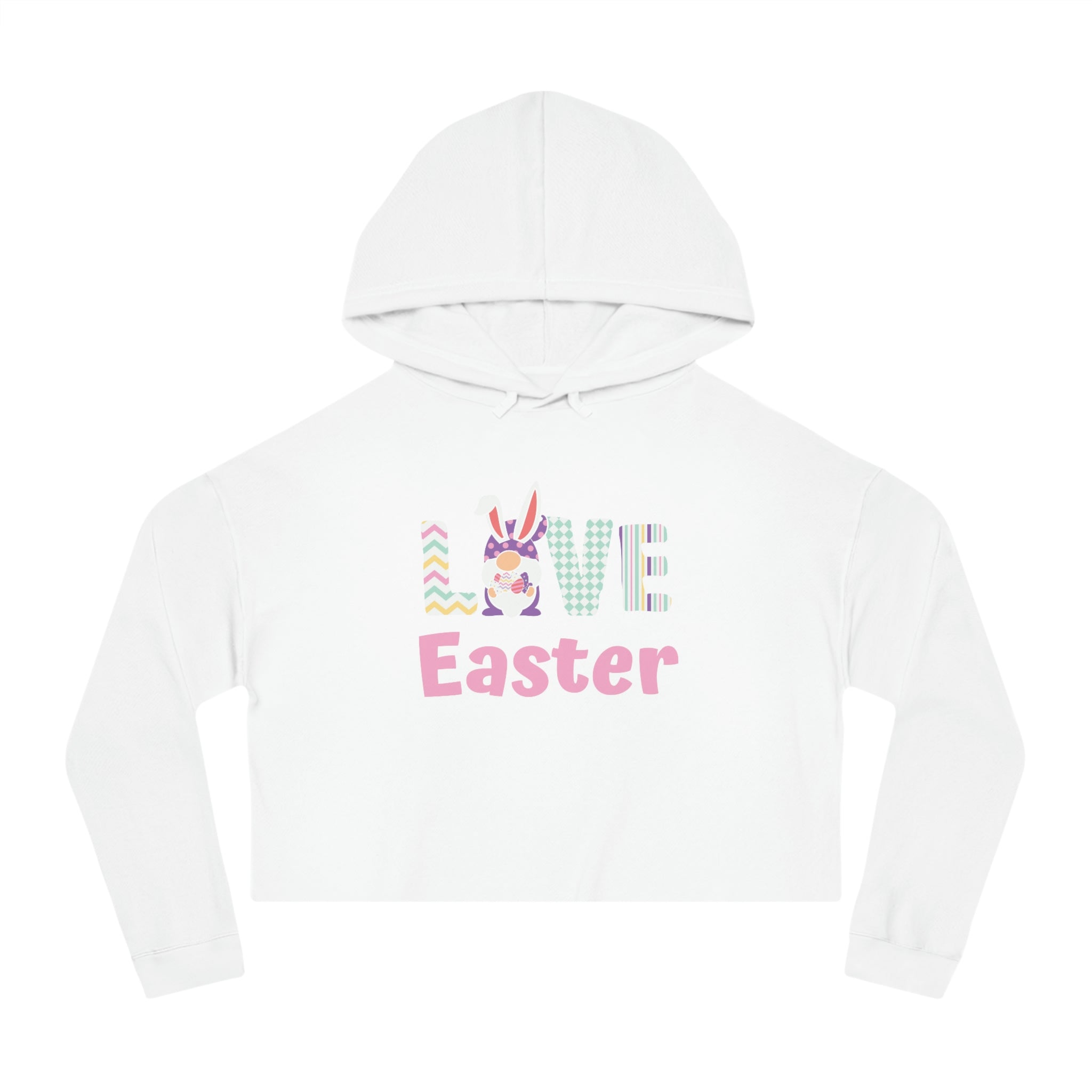 Gnome Love Easter Women’s Cropped Hooded Sweatshirt