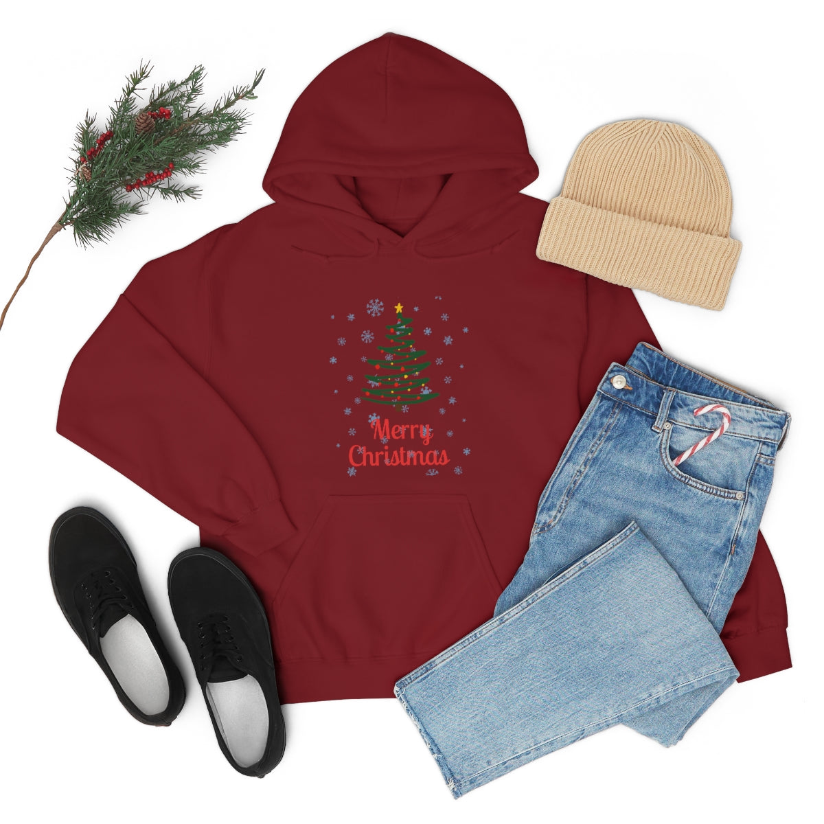 Merry Christmas Tree Unisex Heavy Blend™ Hooded Sweatshirt