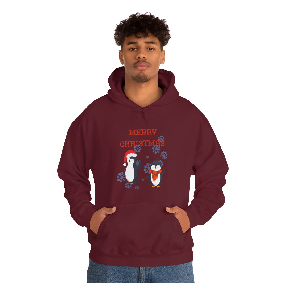 Penguins Merry Christmas Unisex Heavy Blend™ Hooded Sweatshirt