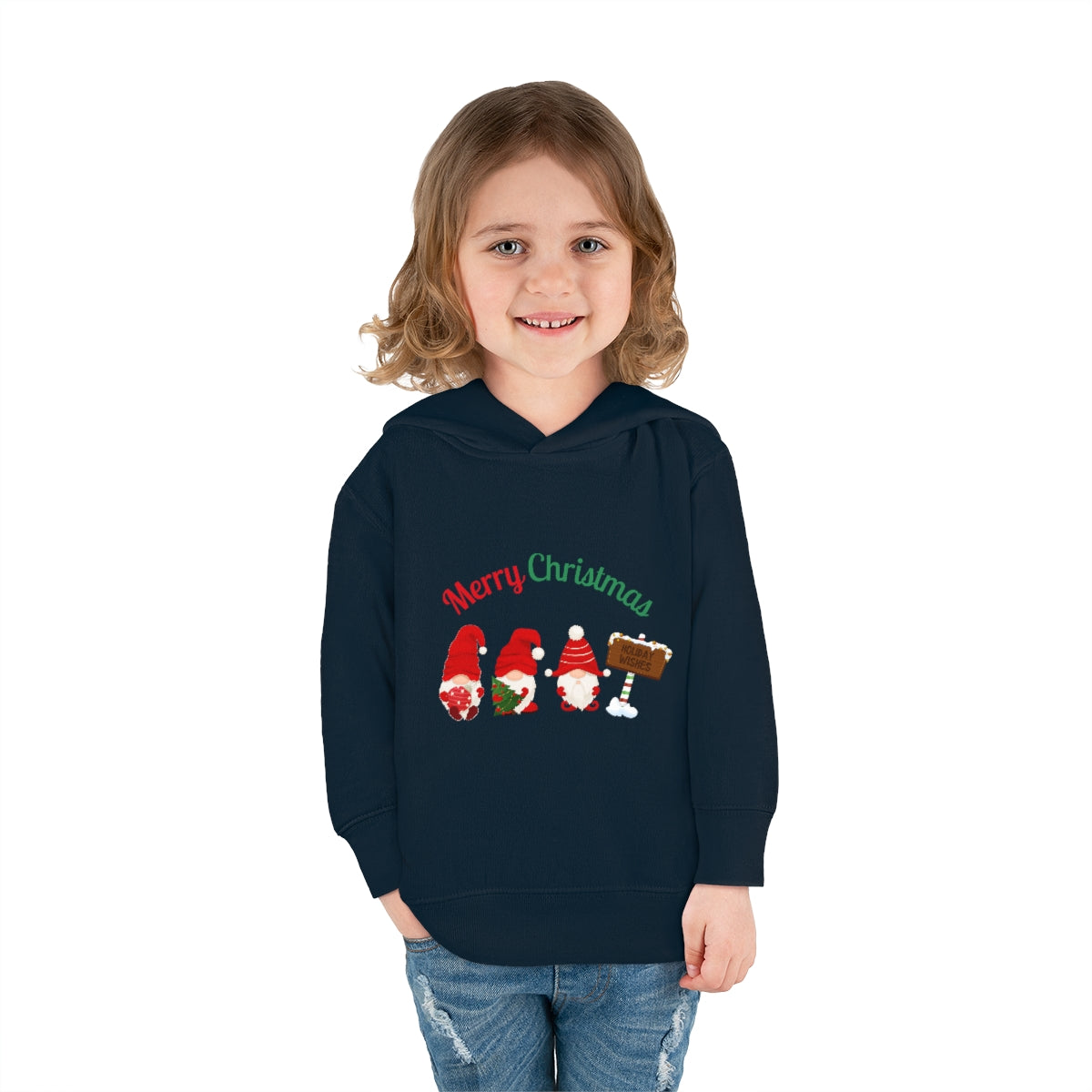 Cute Gnome Merry Christmas Toddler Pullover Fleece Hoodie