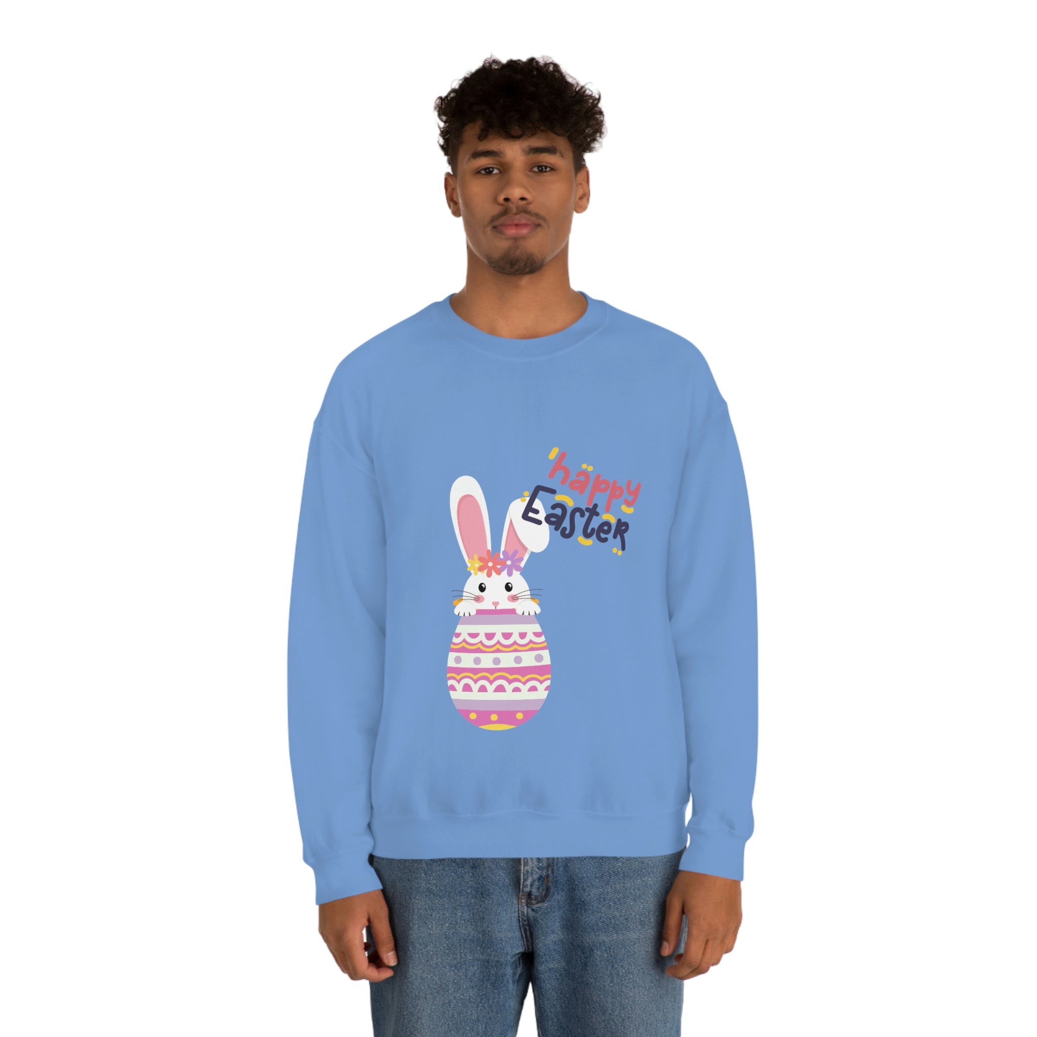 Happy Easter Day Bunny Unisex Heavy Blend™ Crewneck Sweatshirt