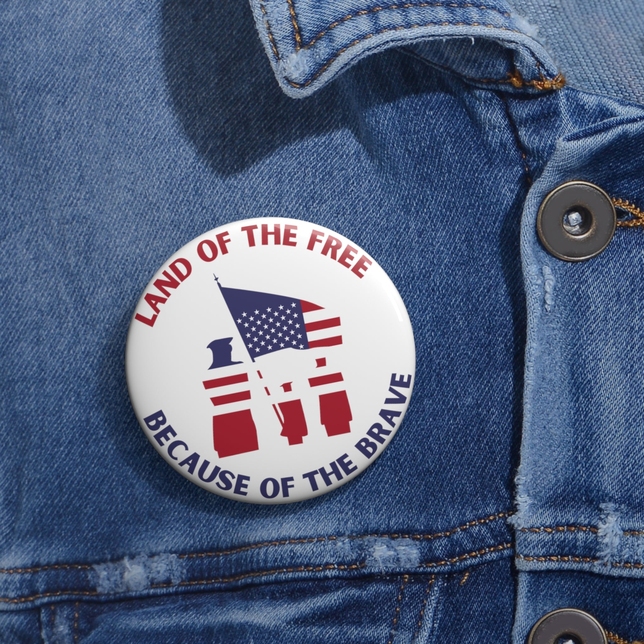 Memorial Day Land Of The Brave Pin Buttons