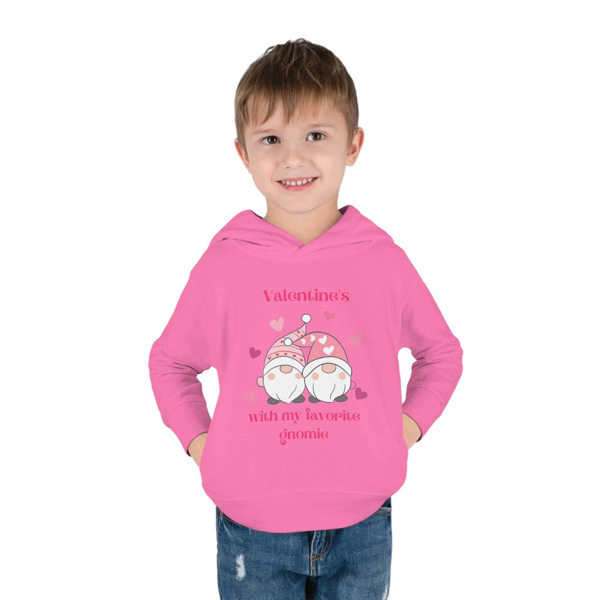 Valentine's With My Favorite Gnomie Toddler Pullover Fleece Hoodie