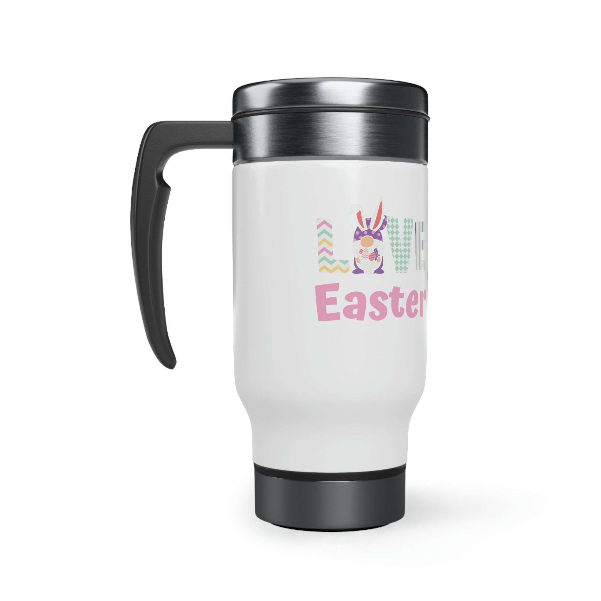 Gnome Love Easter Stainless Steel Travel Mug with Handle, 14oz