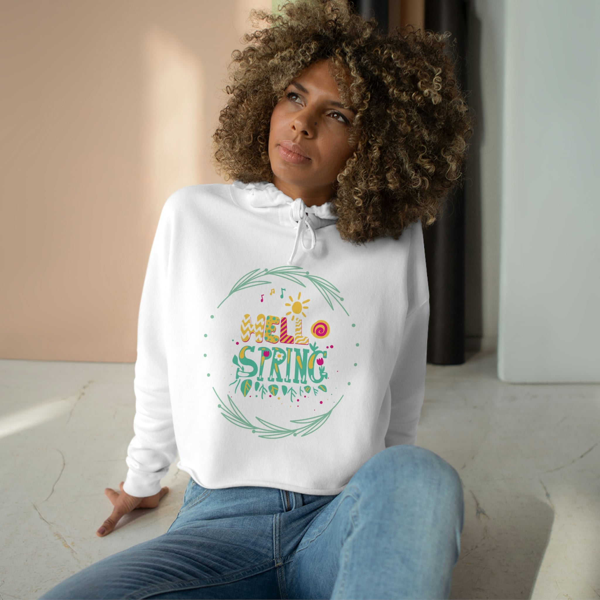 Hello Spring Crop Hoodie