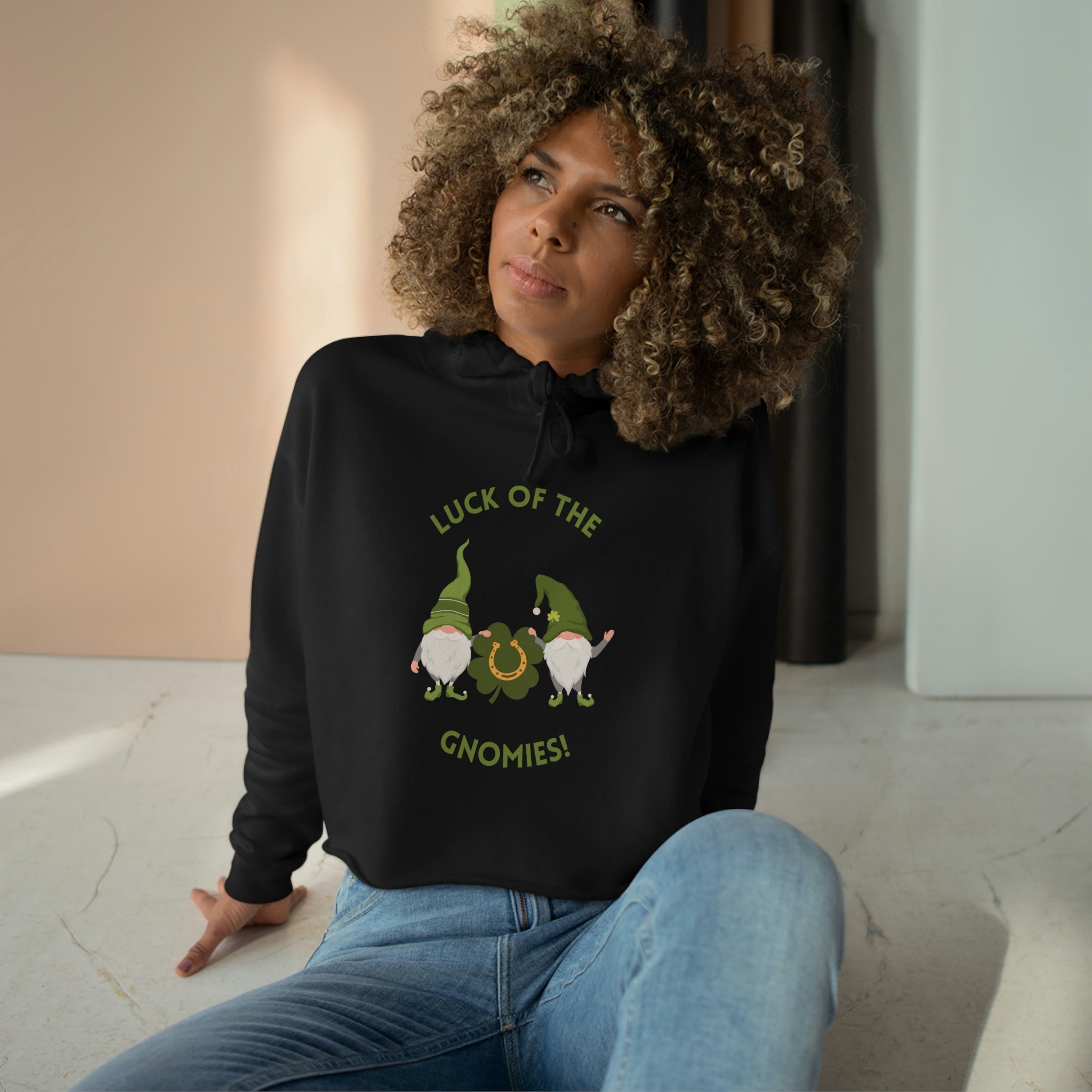 Luck Of The Gnomies! Crop Hoodie