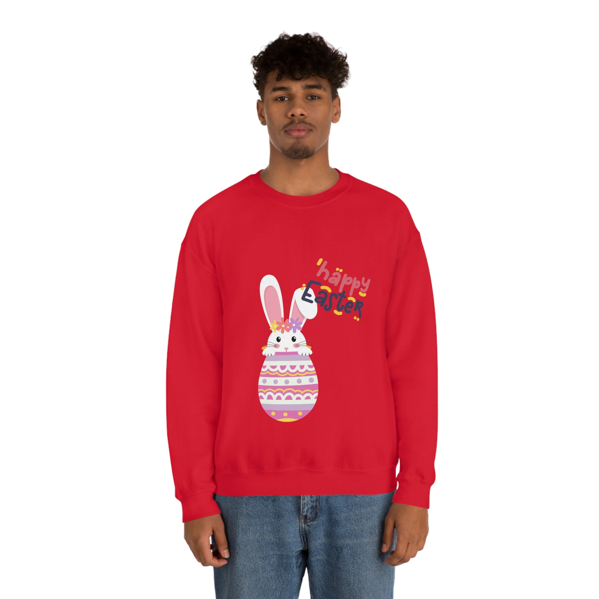 Happy Easter Day Bunny Unisex Heavy Blend™ Crewneck Sweatshirt