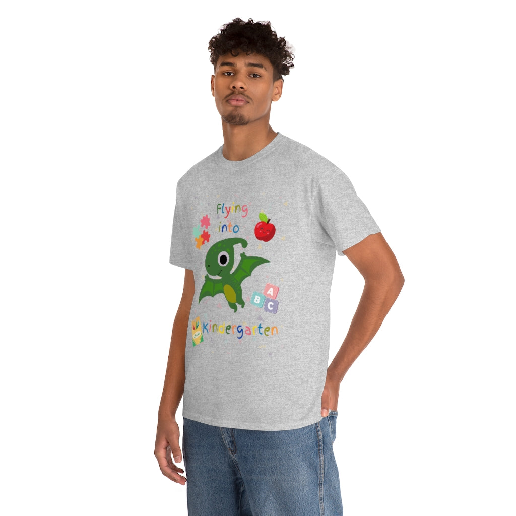 Flying Into Kindergarten Unisex Heavy Cotton Tee