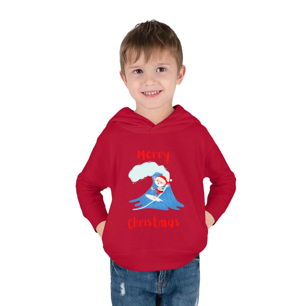 Surfing Santa Toddler Pullover Fleece Hoodie