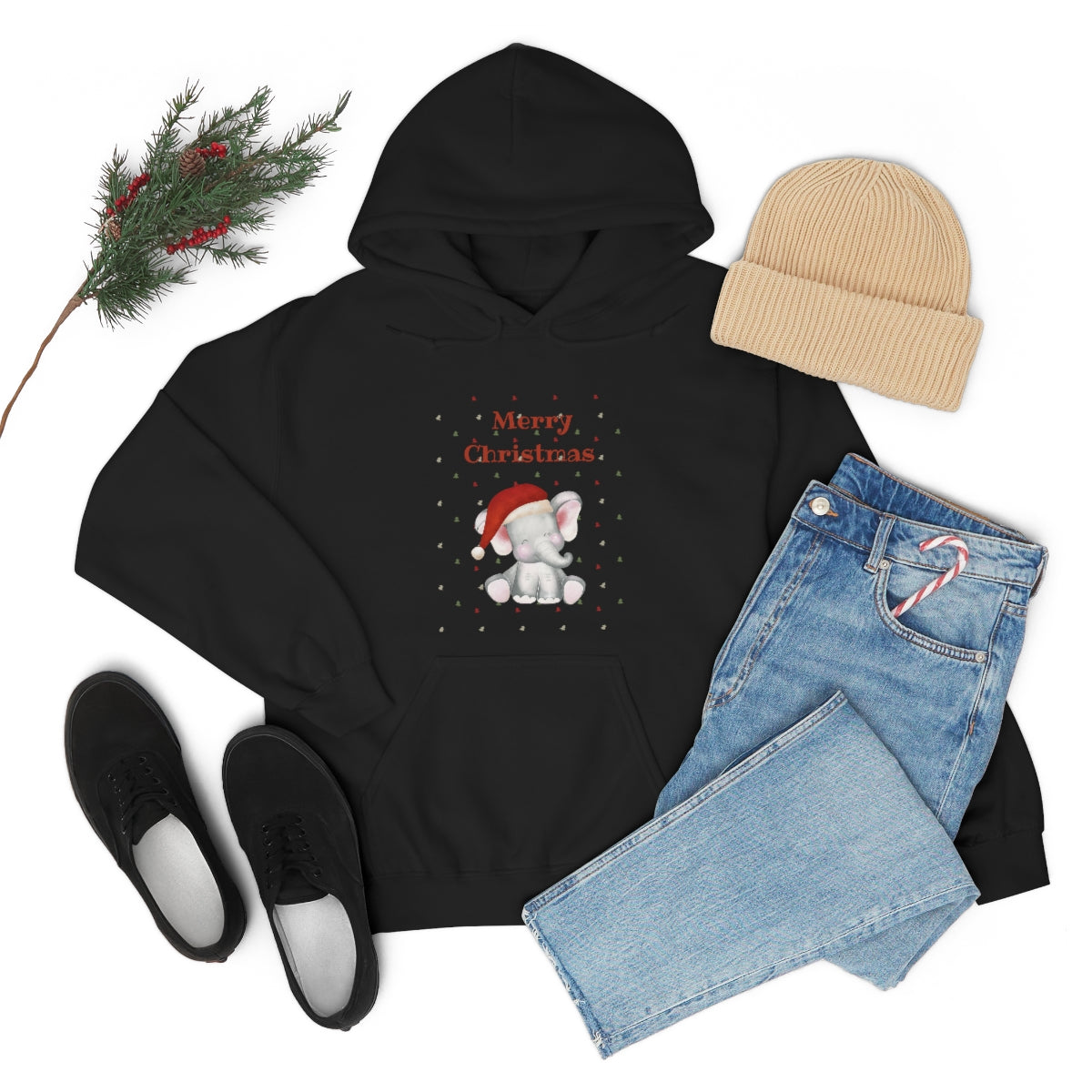 Cute Christmas Elephant Unisex Heavy Blend™ Hooded Sweatshirt