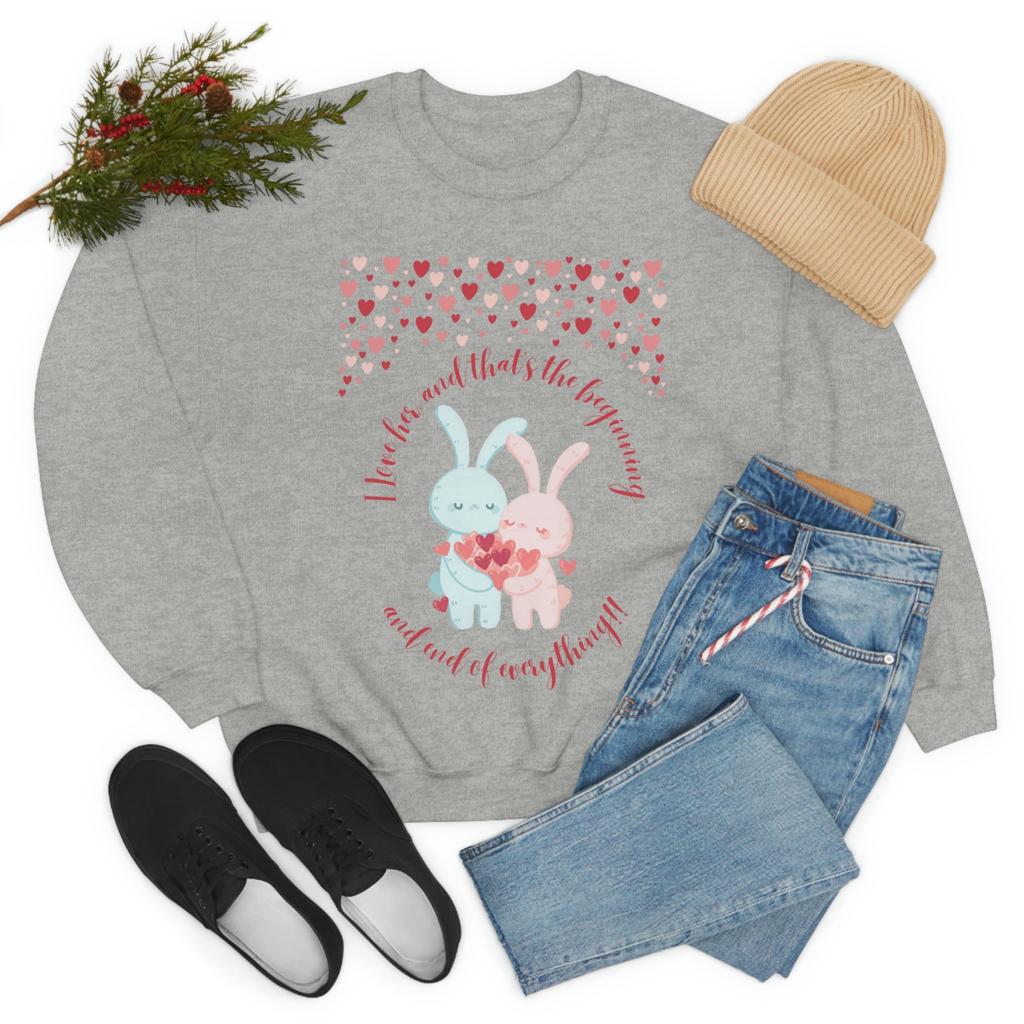The I Love Her U & Me Unisex Heavy Blend™ Crewneck Sweatshirt