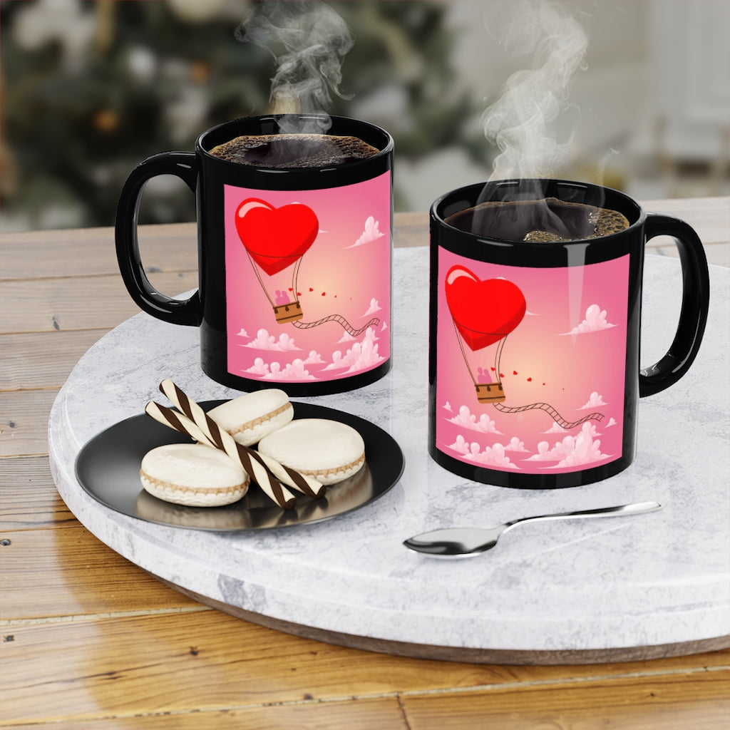 Happy Valentine's Day Black Coffee Mug, 11oz