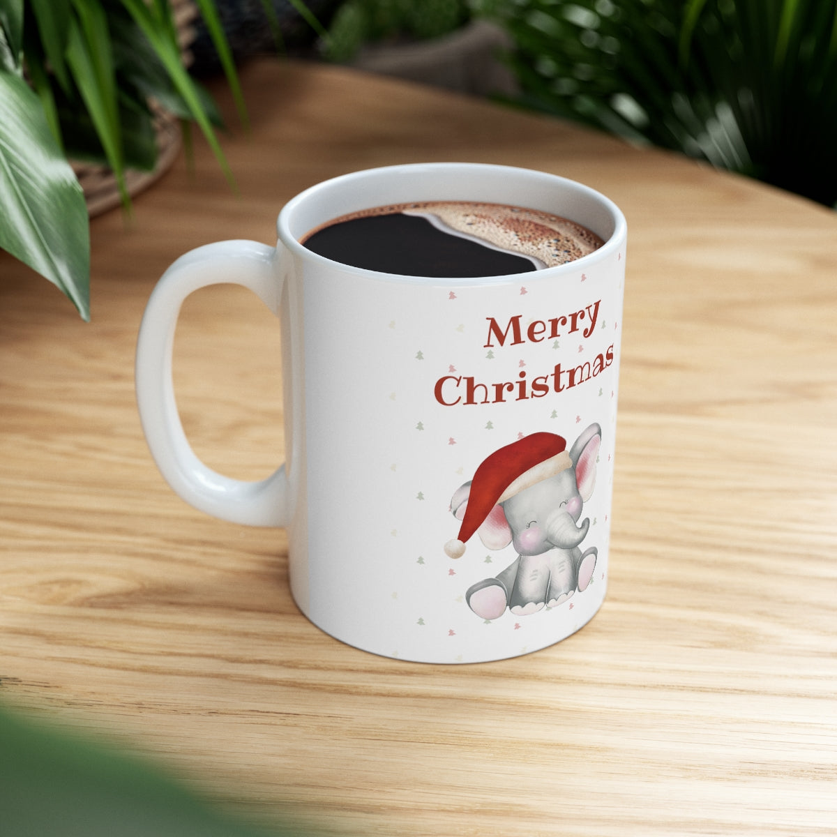 Cute Christmas Elephant Ceramic Mug 11oz