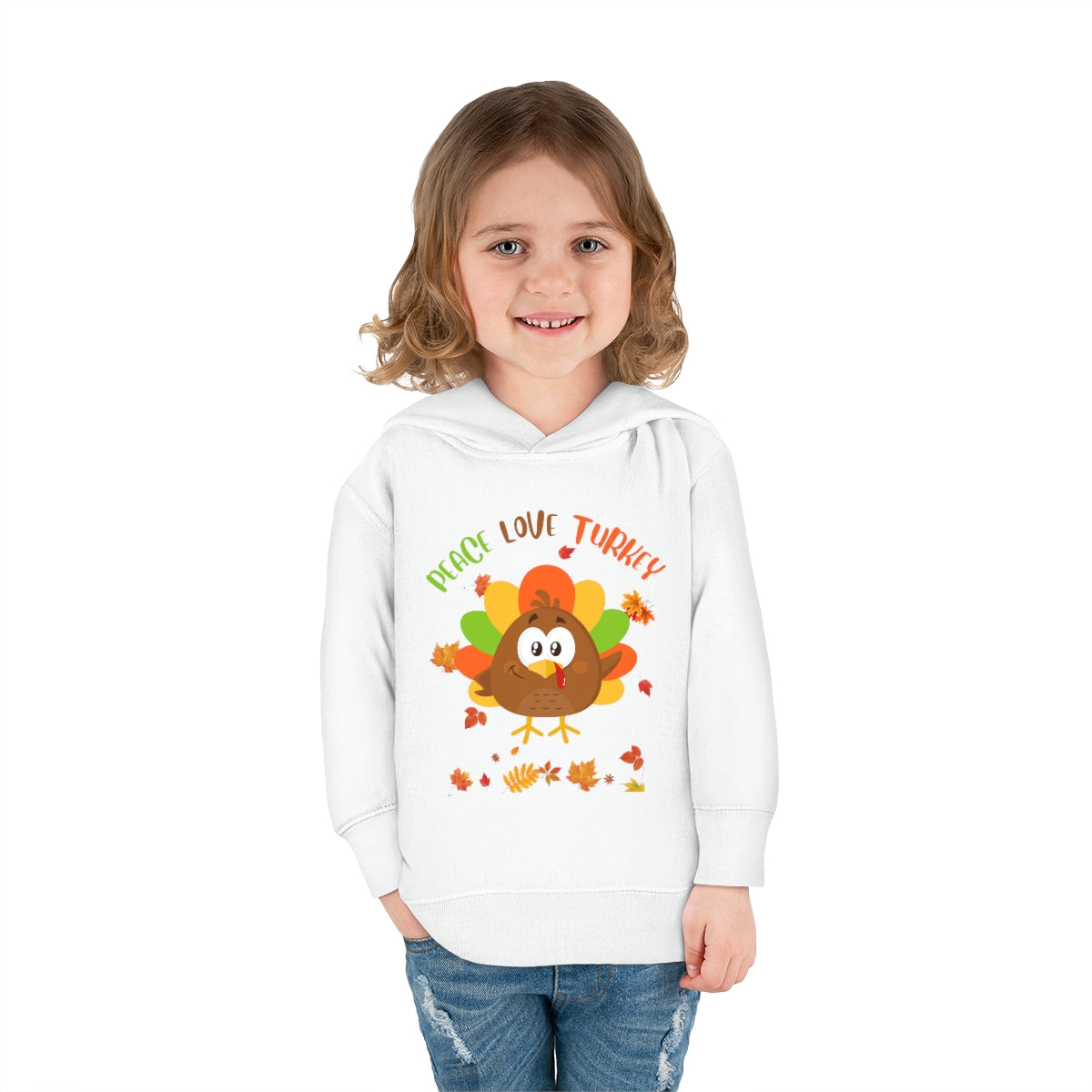 Peace Love Turkey Toddler Pullover Fleece Hoodie