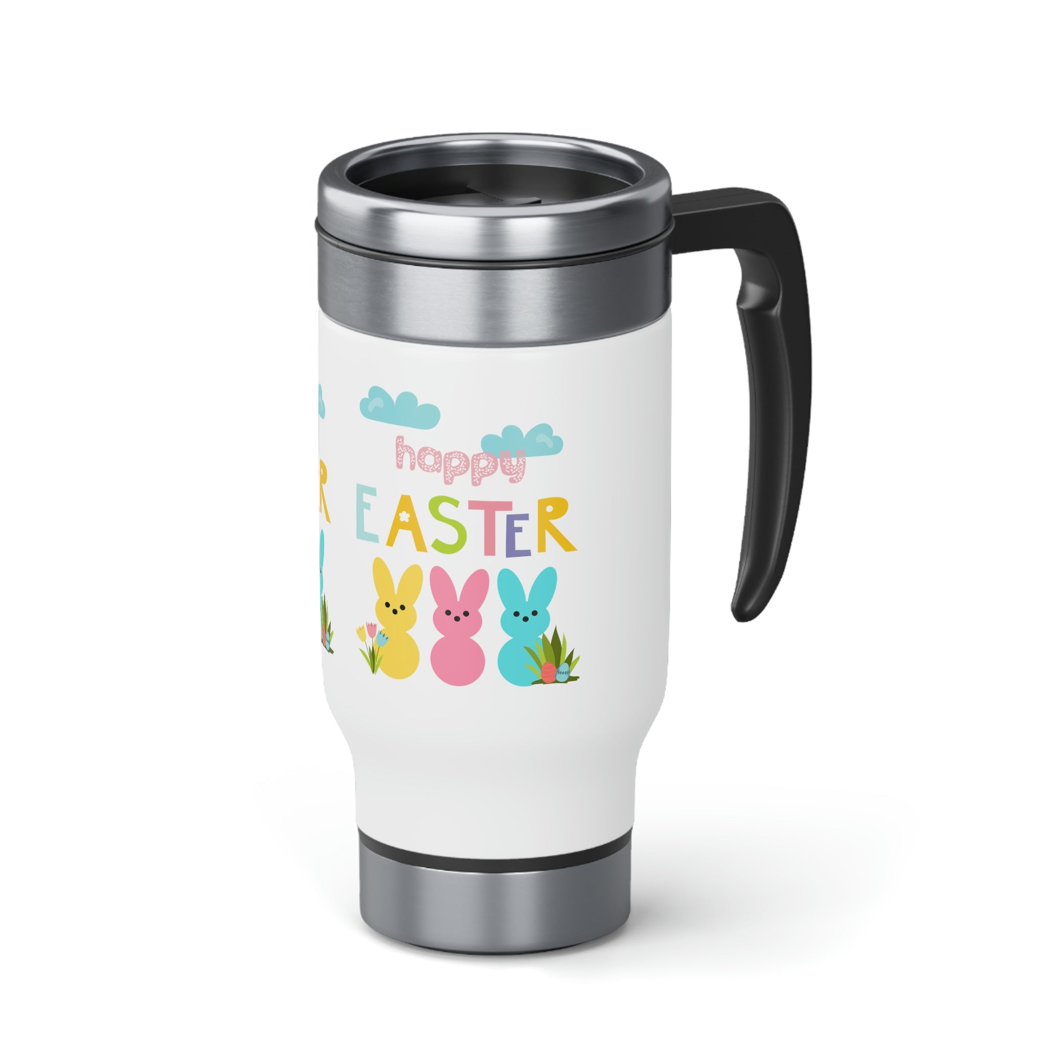 Happy Easter Bunny Stainless Steel Travel Mug with Handle, 14oz