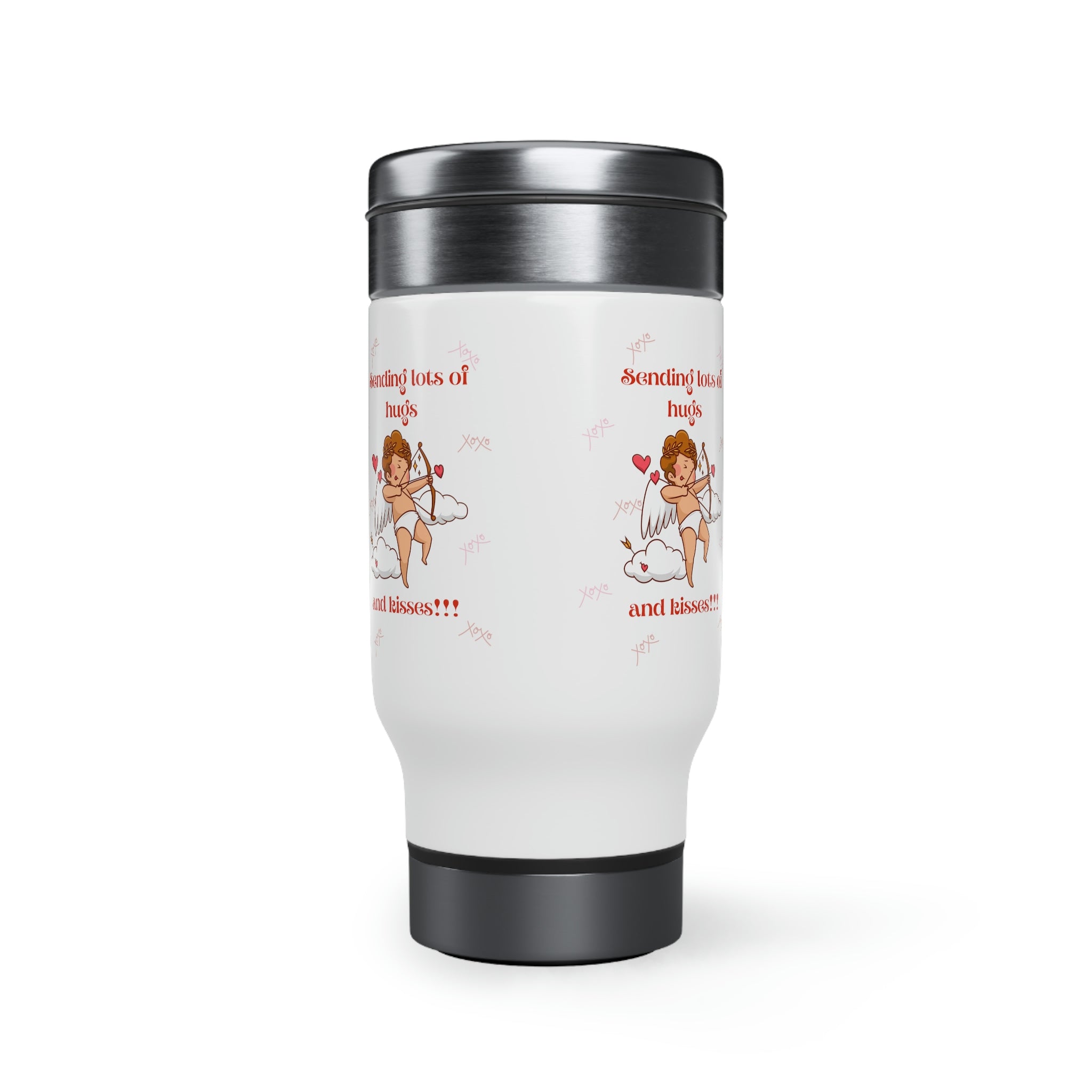 Sending Lots Of Hugs & Kisses Stainless Steel Travel Mug with Handle, 14oz