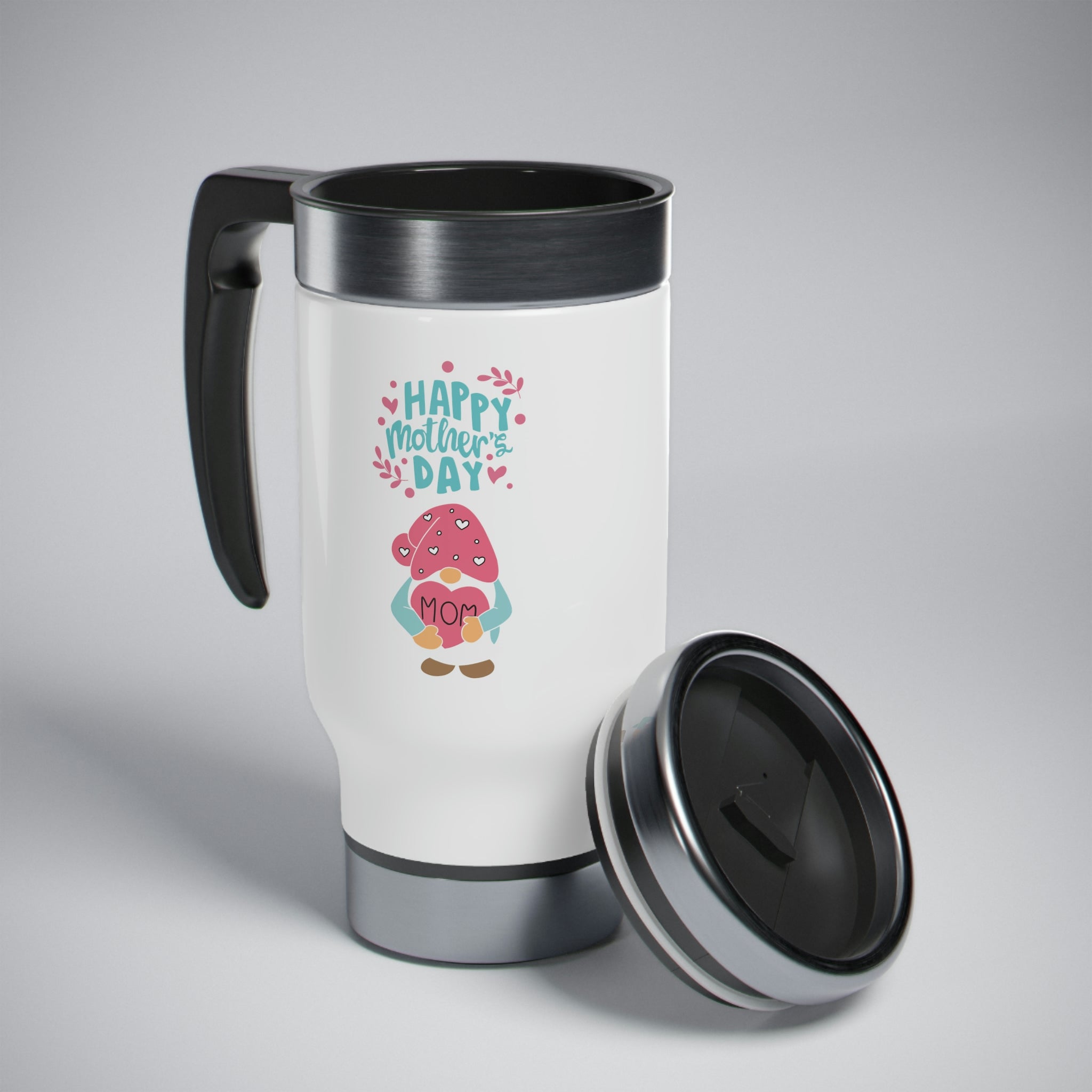 Happy Mother's Day Gnome Stainless Steel Travel Mug with Handle, 14oz