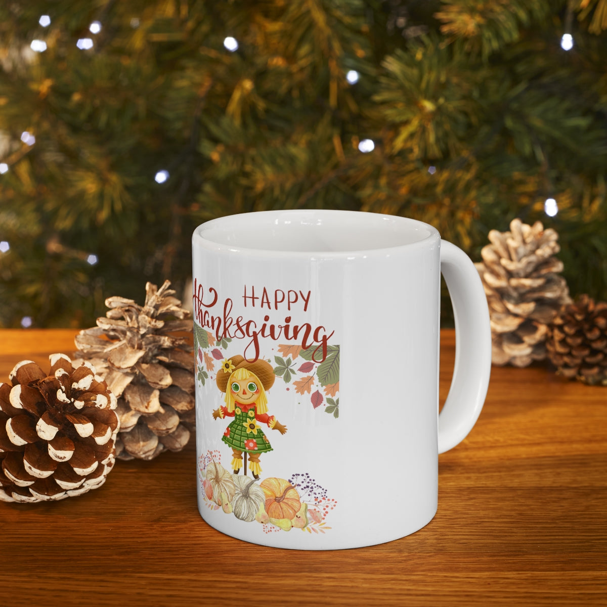 Scarecrow Happy Thanksgiving Ceramic Mug 11oz