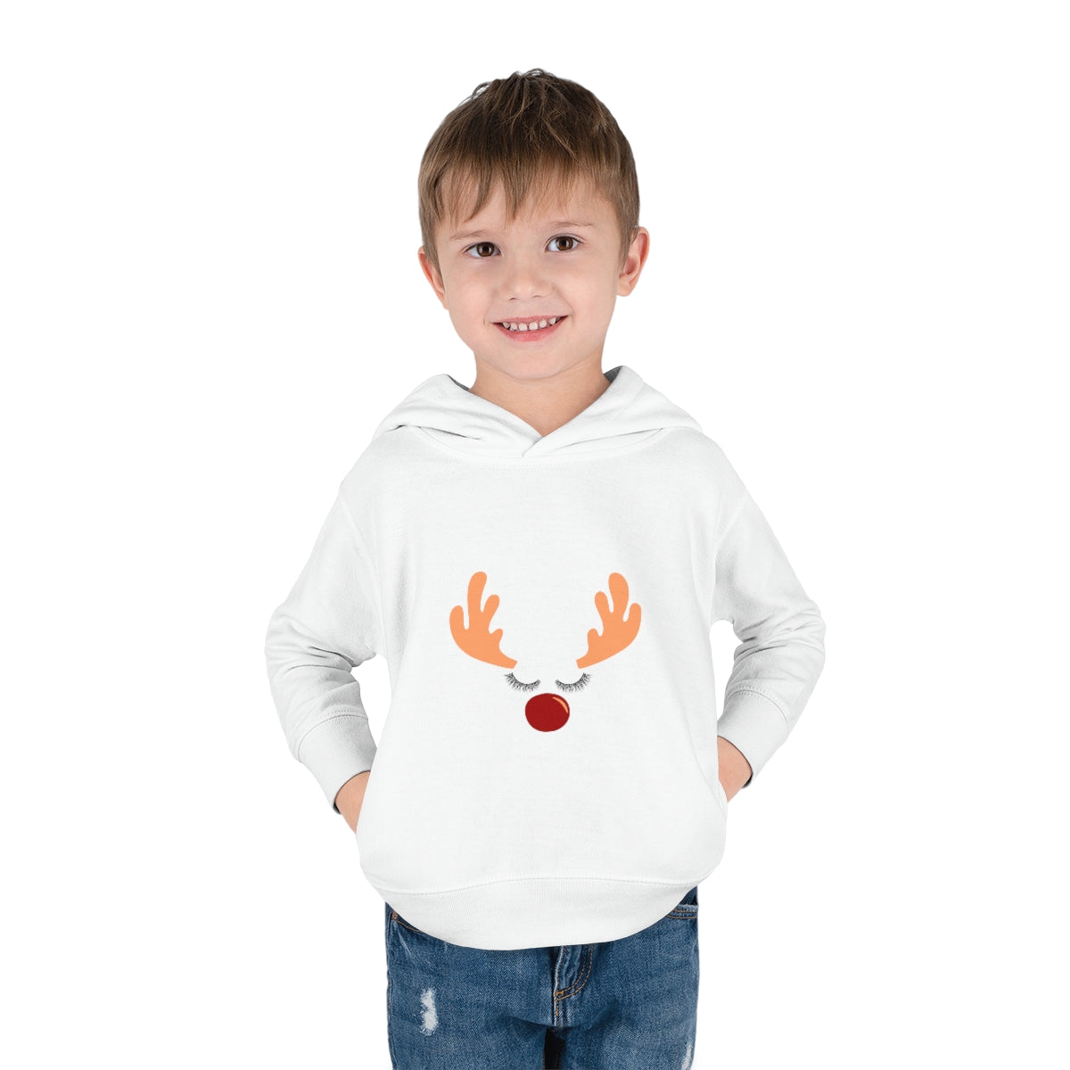 Reindeer ChrstmasToddler Pullover Fleece Hoodie