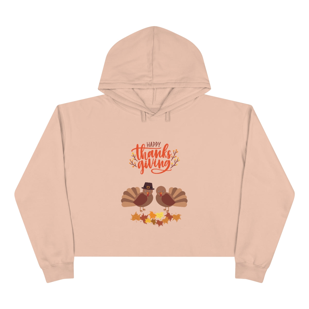 Cute Thanksgiving Turkey Pilgrim Crop Hoodie