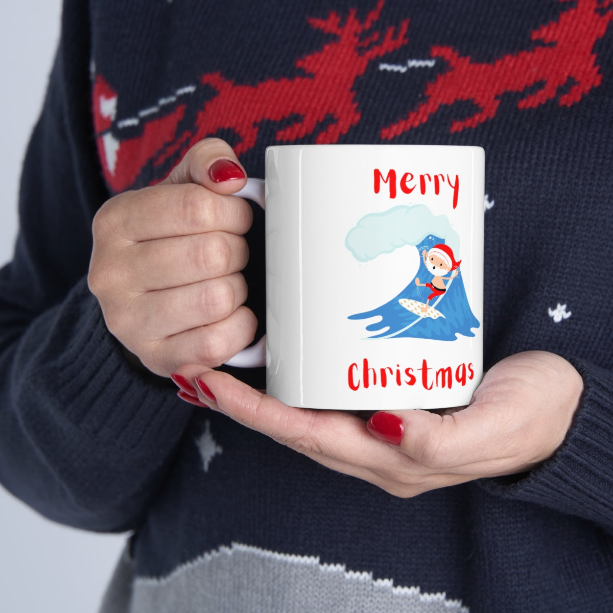 Surfing Santa Ceramic Mug 11oz