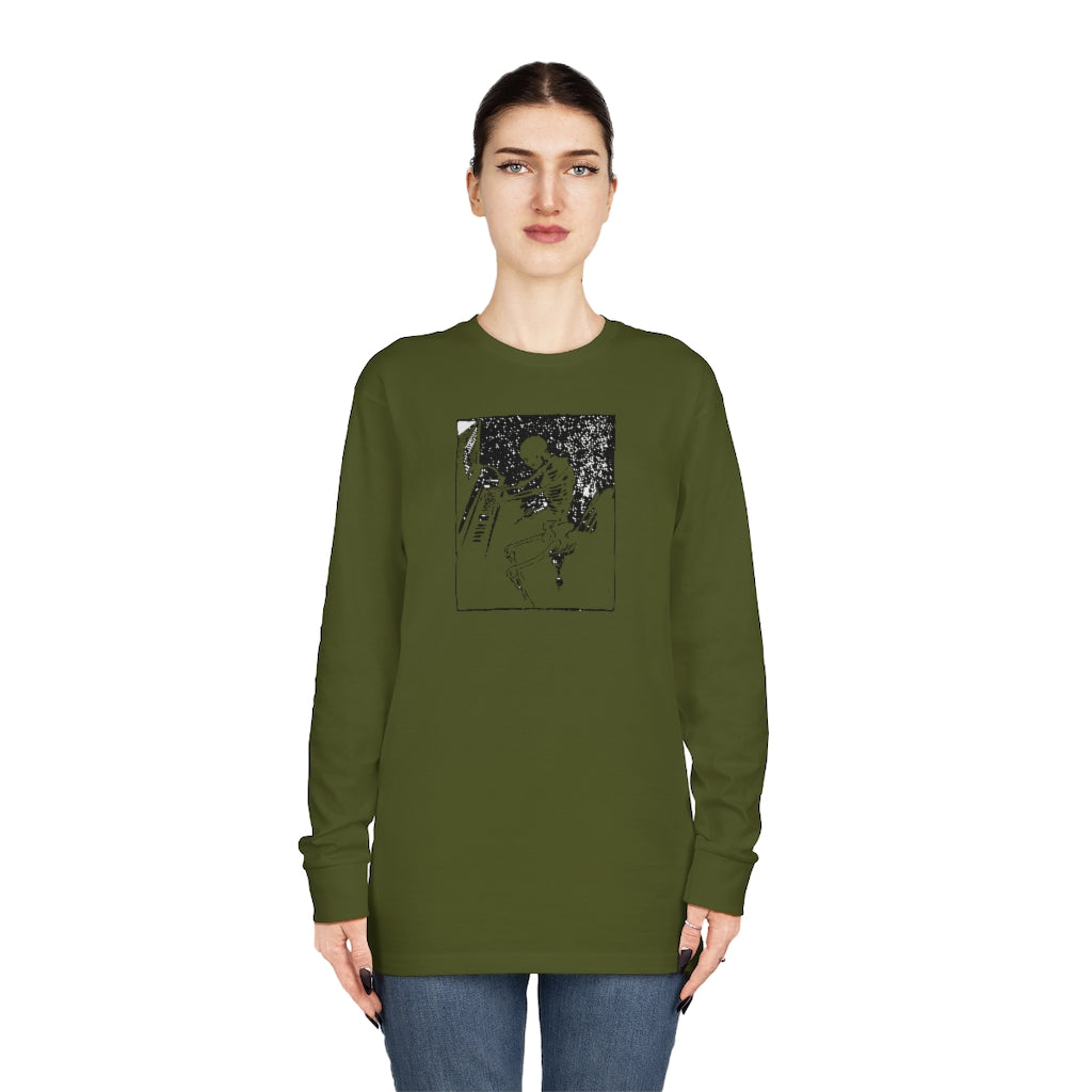 Skeleton Piano Player Long Sleeve Crewneck Tee