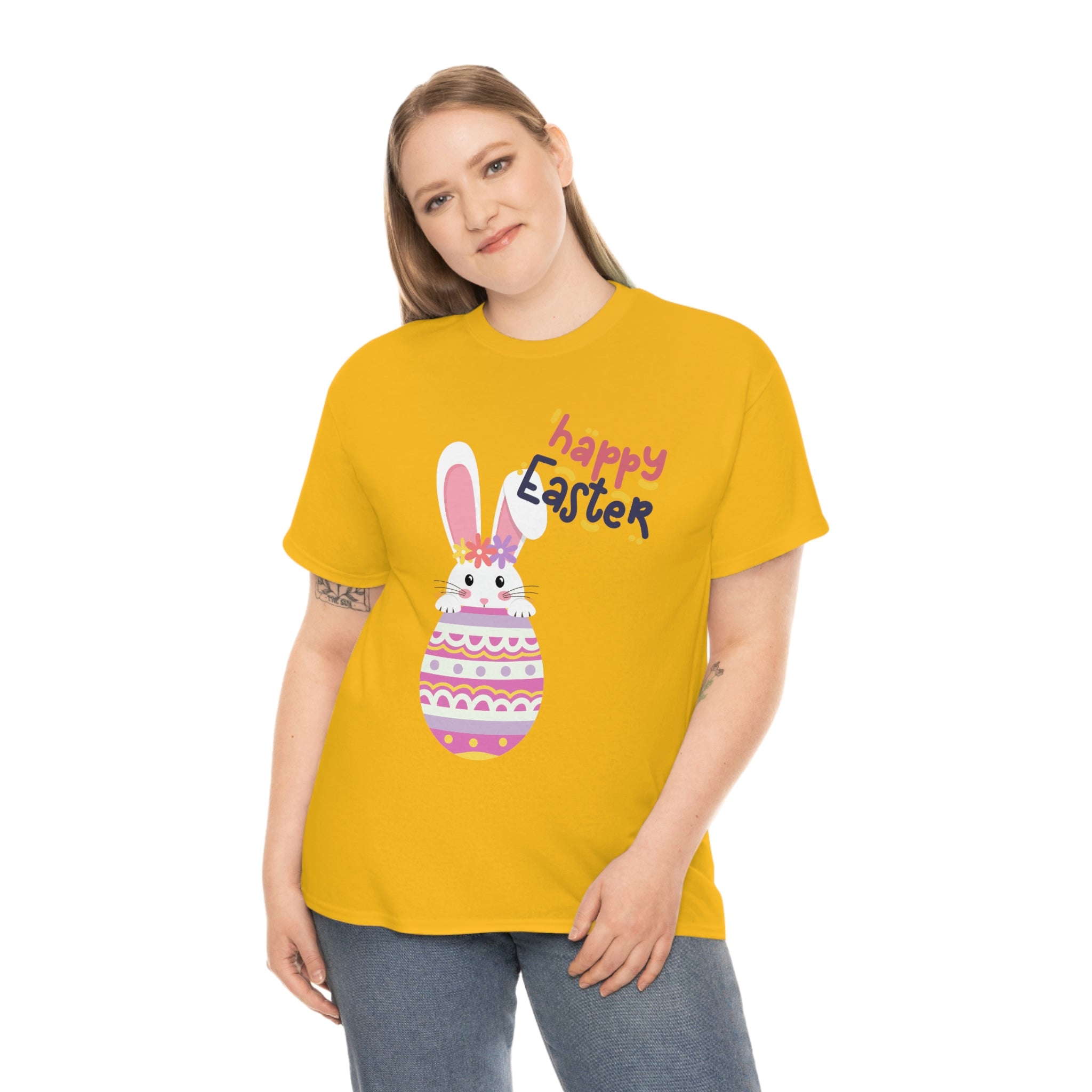 Happy Easter Day Bunny Unisex Heavy Cotton Tee