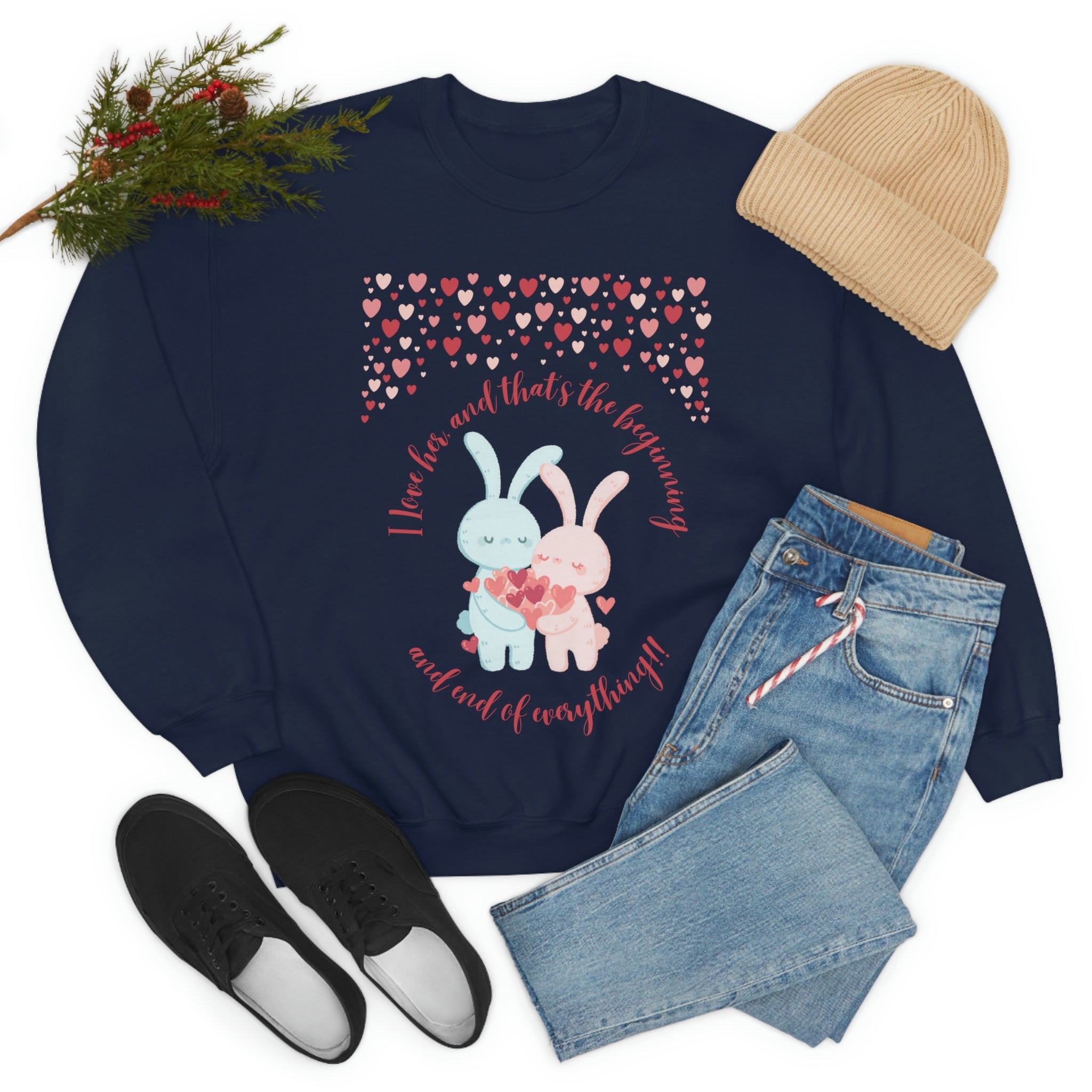 The I Love Her U & Me Unisex Heavy Blend™ Crewneck Sweatshirt