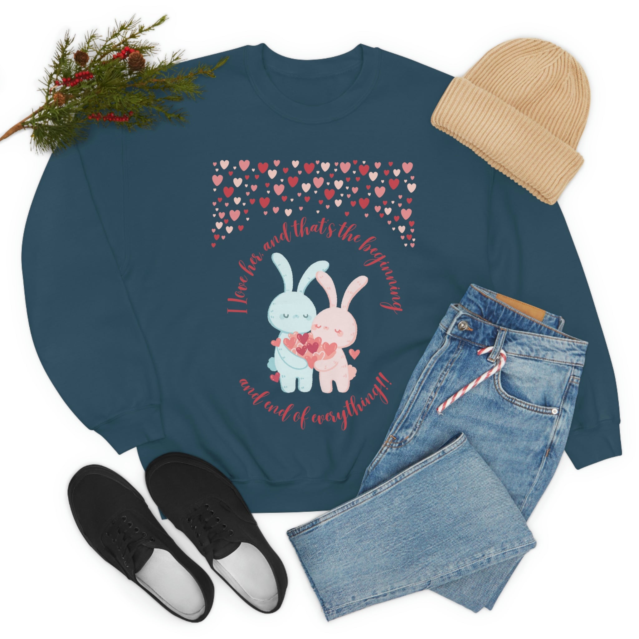 The I Love Her U & Me Unisex Heavy Blend™ Crewneck Sweatshirt