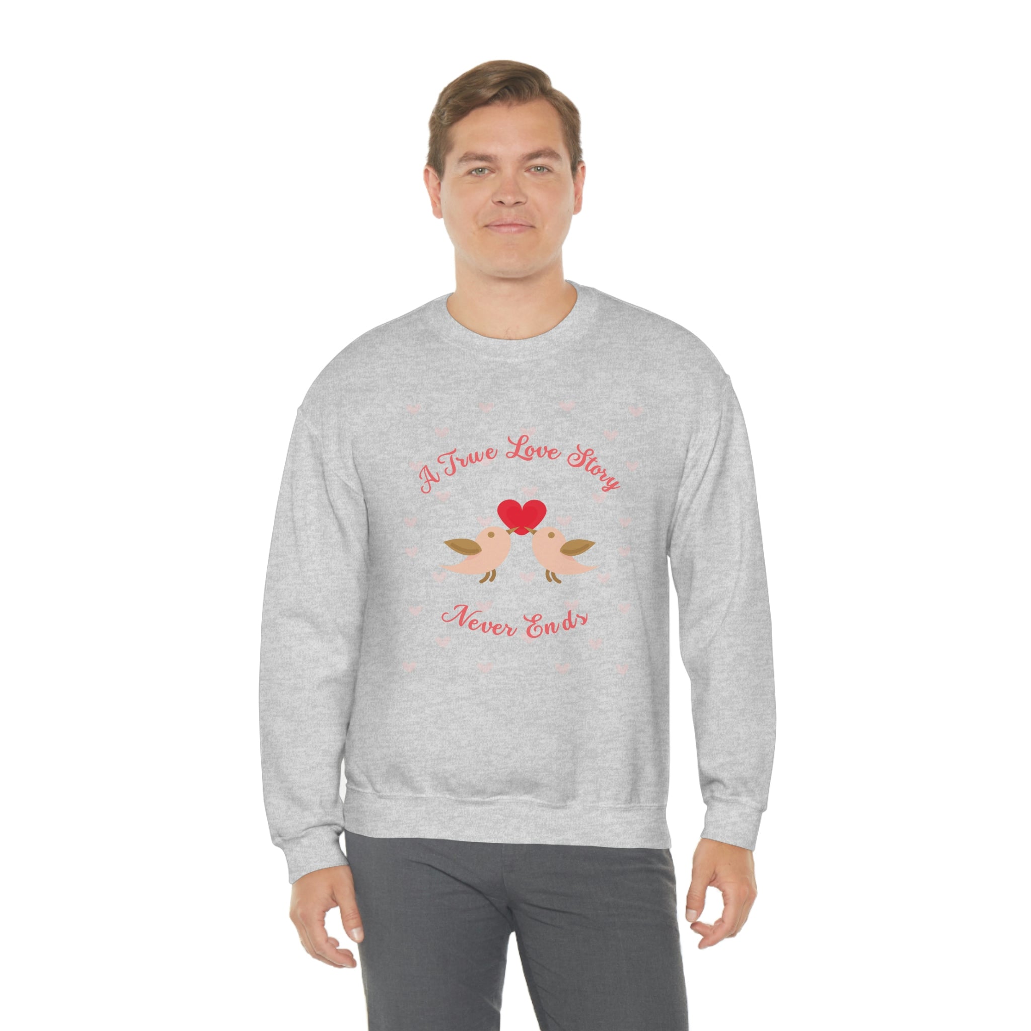 A True Love Story Never Ends Unisex Heavy Blend™ Crewneck Sweatshirt