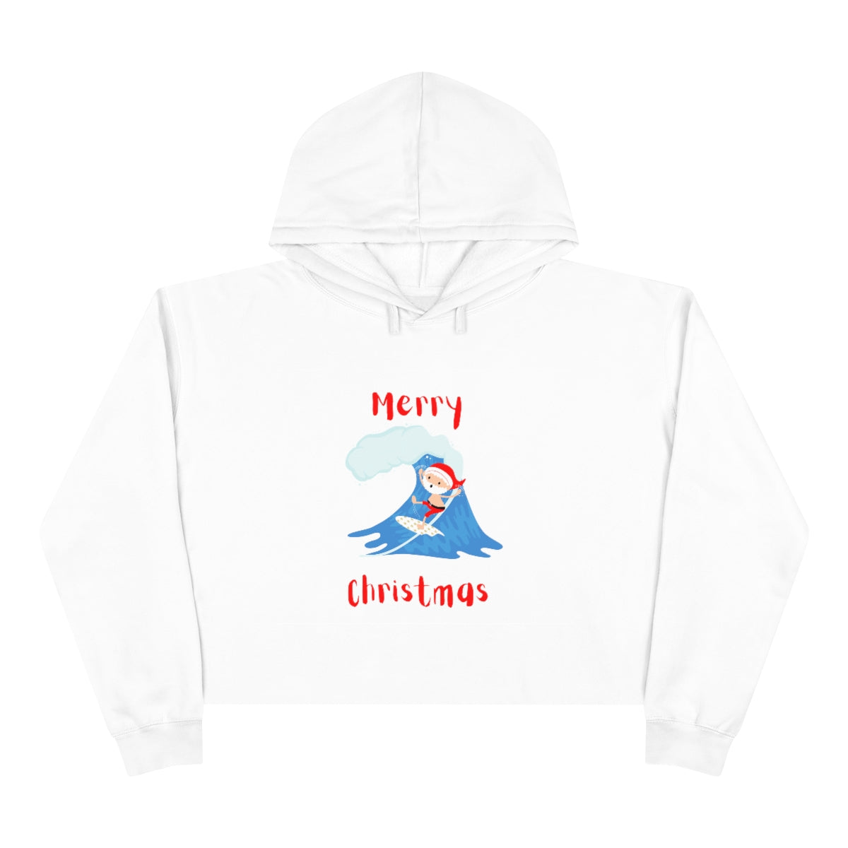 Surfing Santa Crop Hoodie