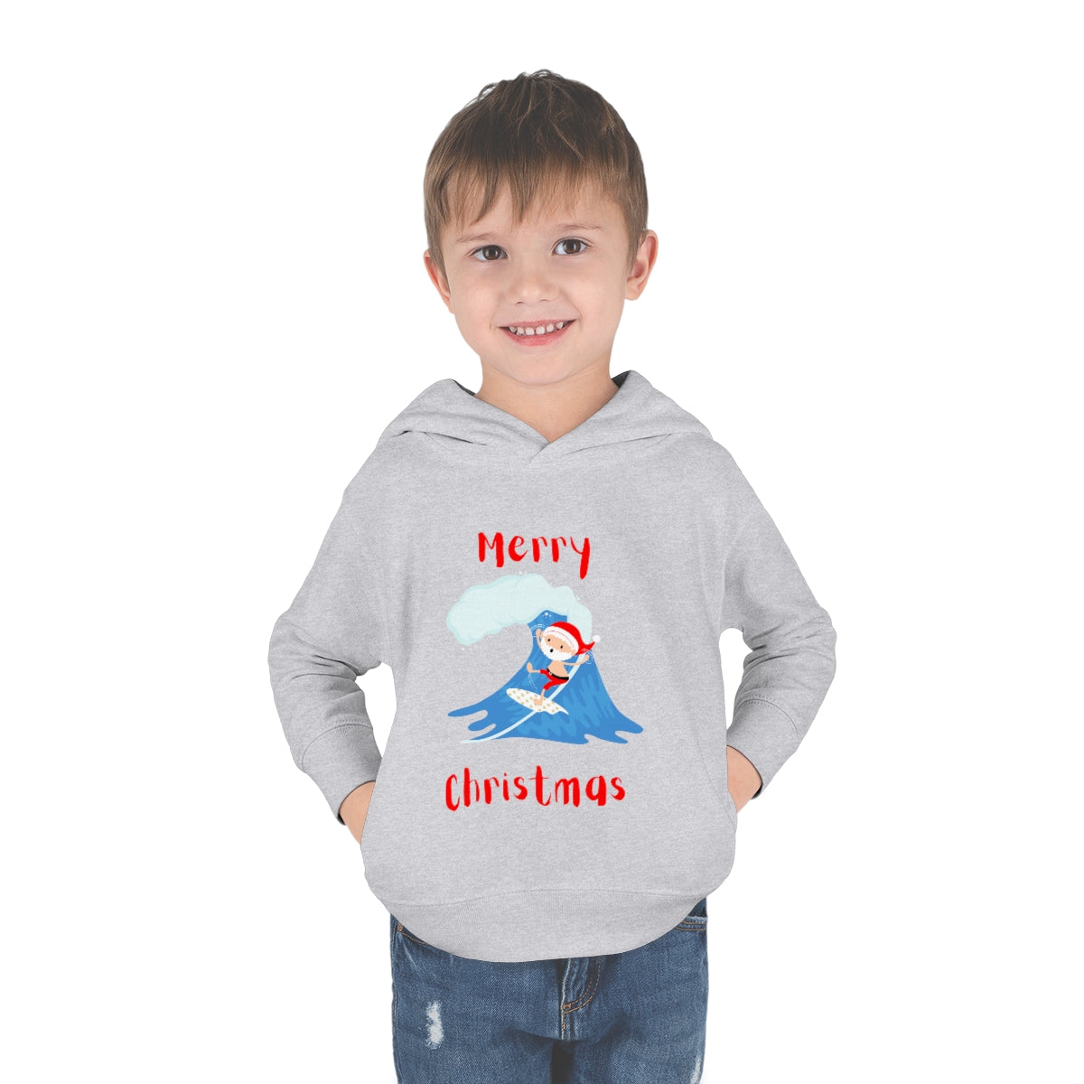 Surfing Santa Toddler Pullover Fleece Hoodie