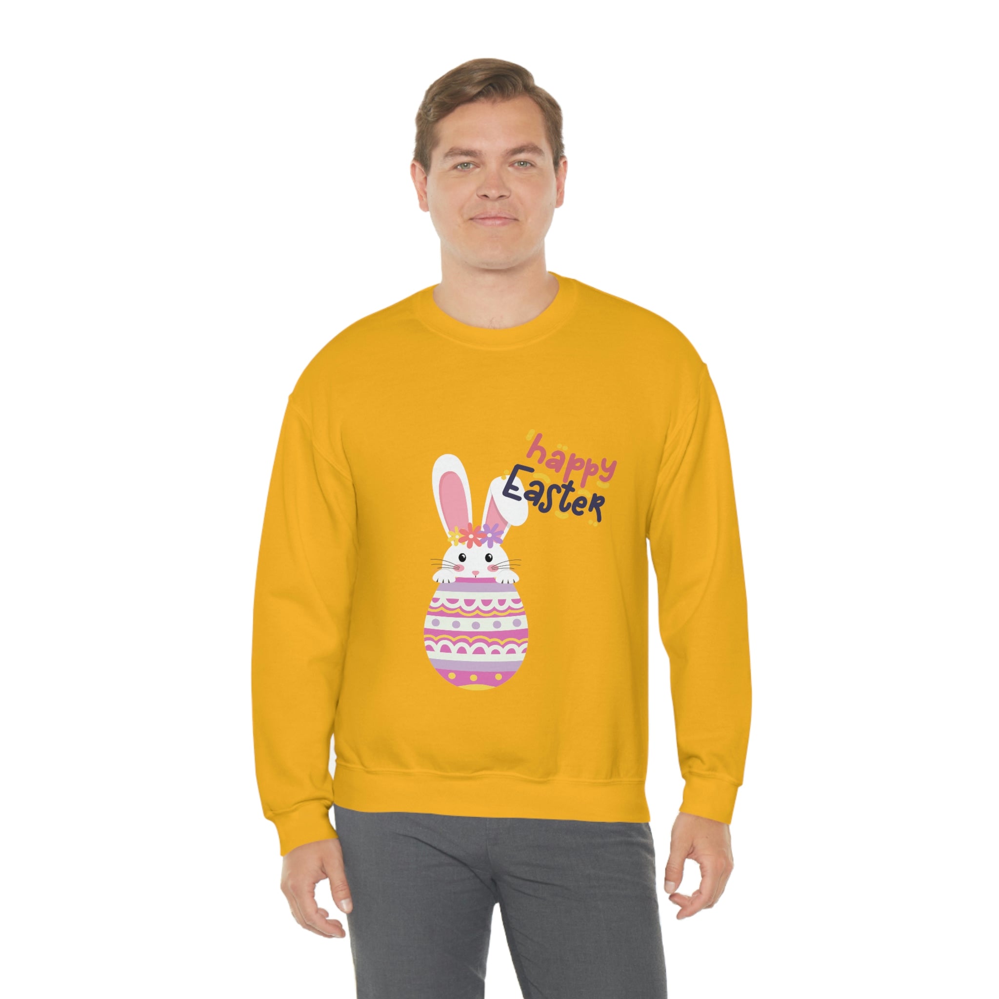 Happy Easter Day Bunny Unisex Heavy Blend™ Crewneck Sweatshirt