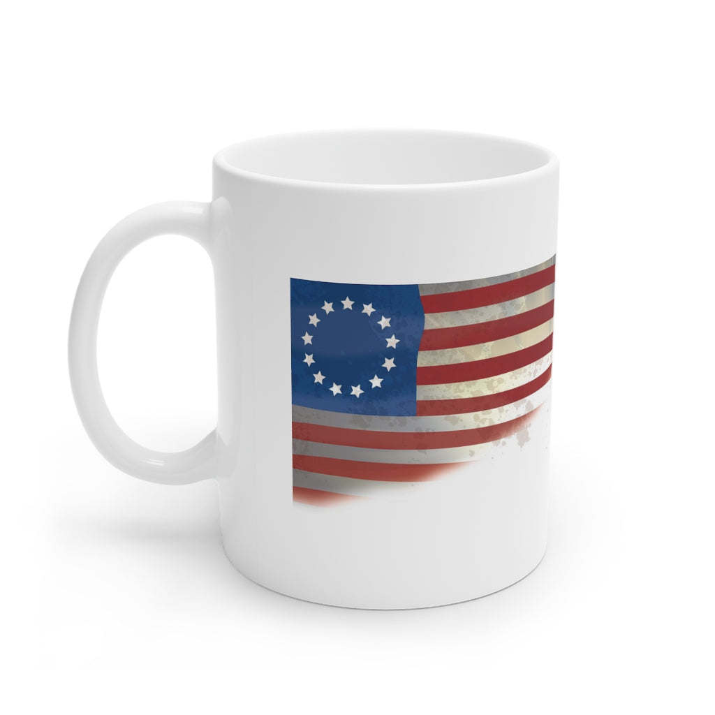 Old Glory White Ceramic Mug, 11oz and 15oz