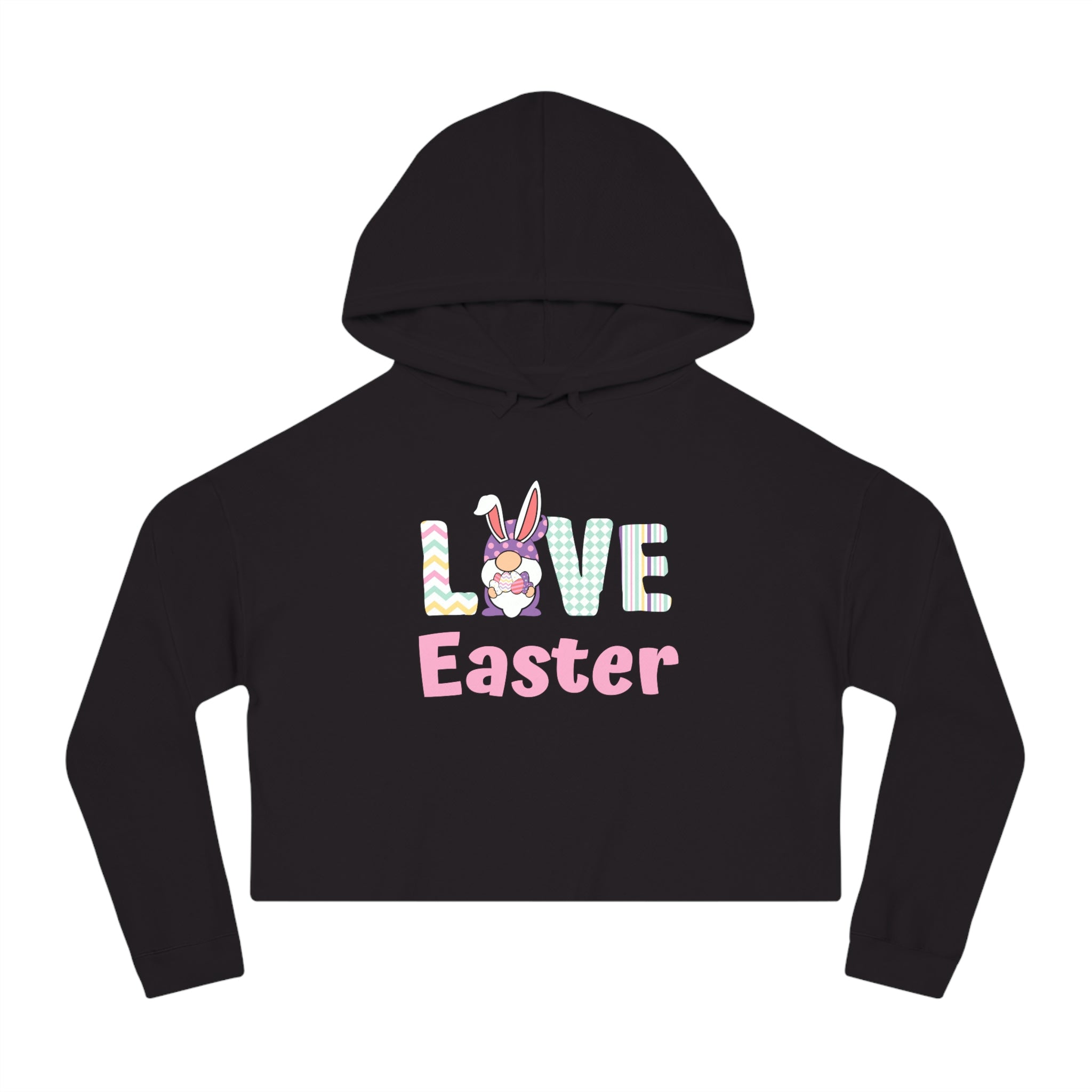 Gnome Love Easter Women’s Cropped Hooded Sweatshirt