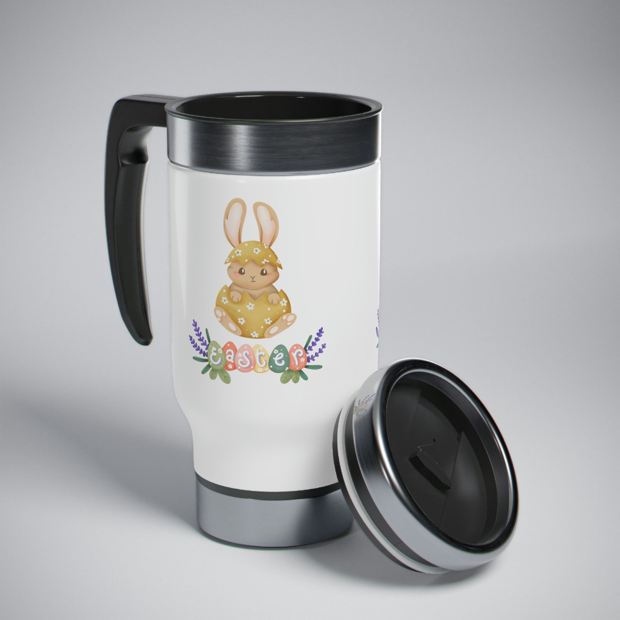 Easter Hunt Is On Stainless Steel Travel Mug with Handle, 14oz