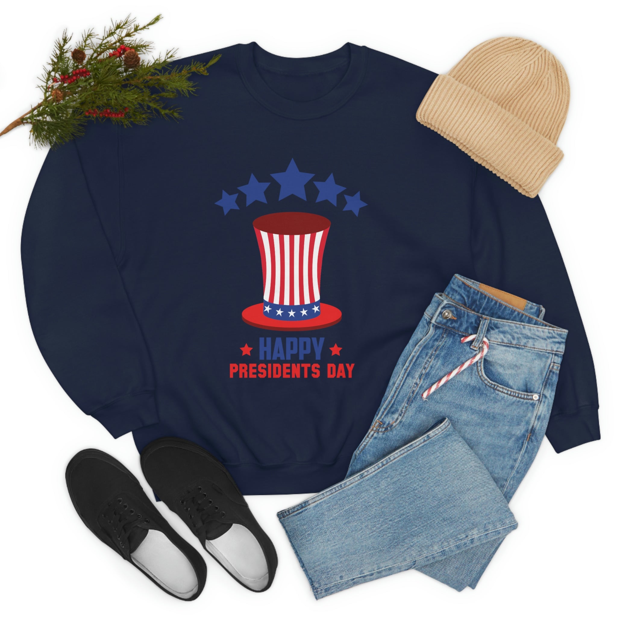 Happy President's Day Hat Unisex Heavy Blend™ Crewneck Sweatshirt