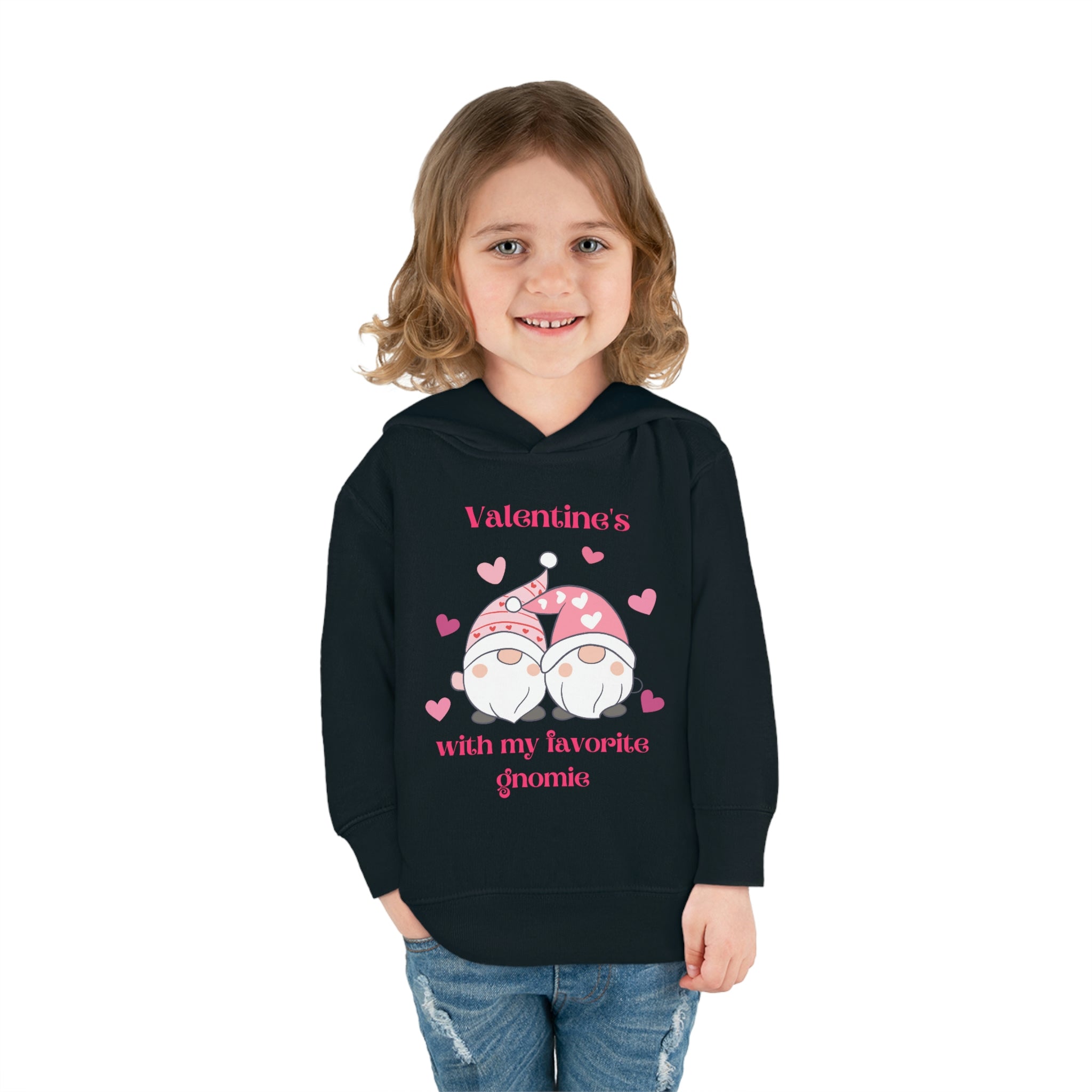 Valentine's With My Favorite Gnomie Toddler Pullover Fleece Hoodie