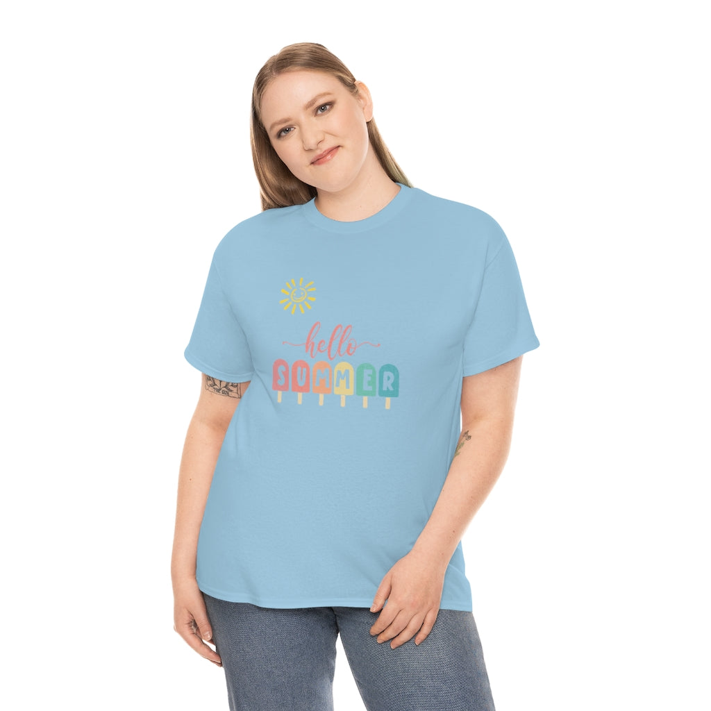 Sunny Hello Summer Unisex Heavy Cotton Tee