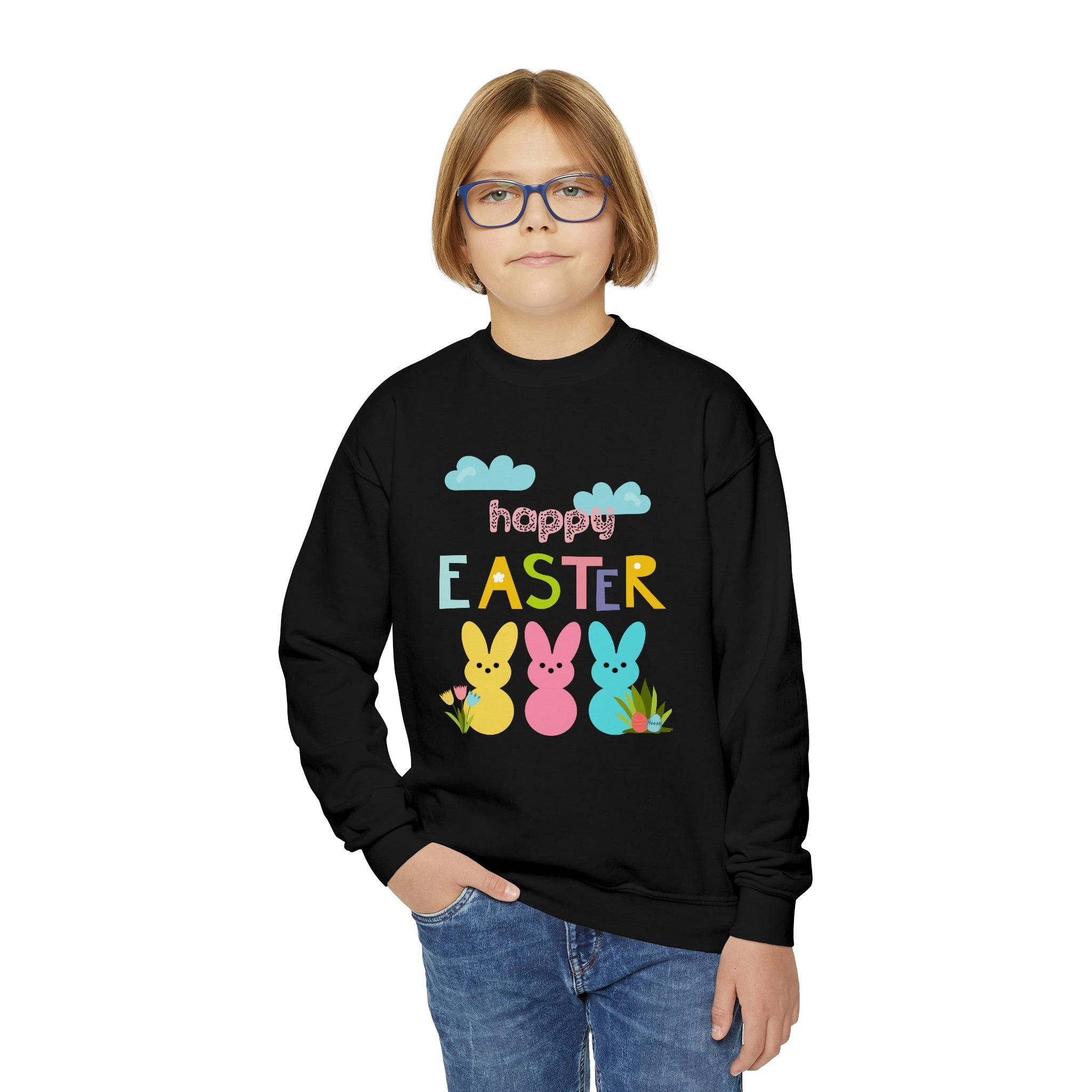 Happy Easter Bunny Youth Crewneck Sweatshirt
