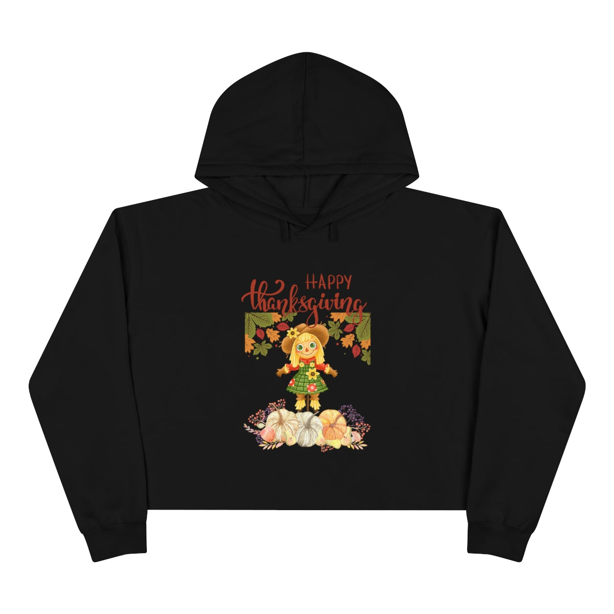 Scarecrow Happy Thanksgiving Crop Hoodie