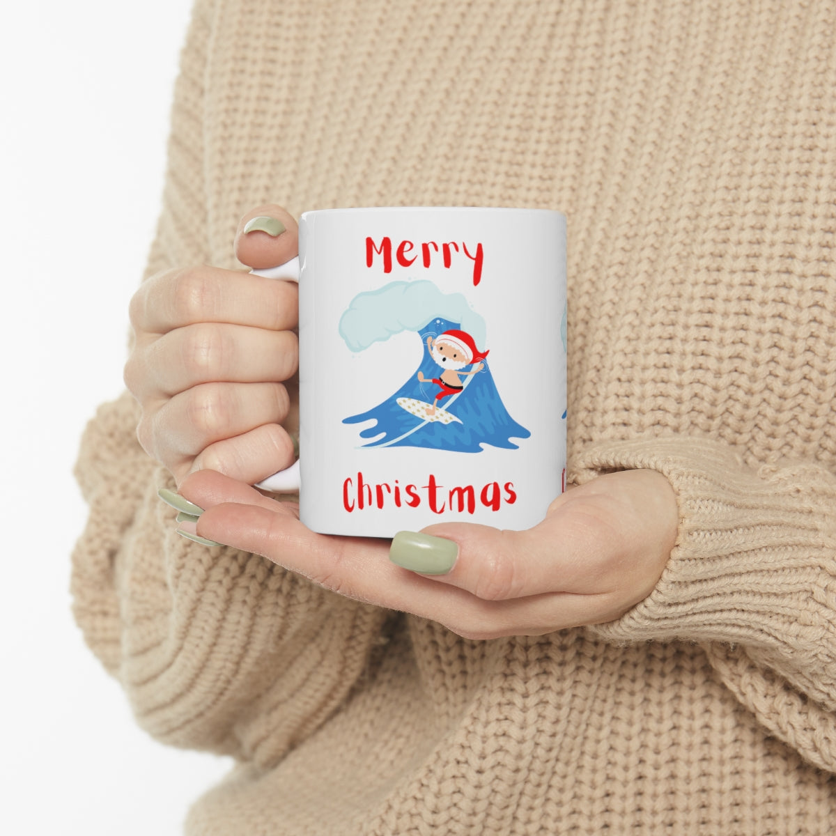 Surfing Santa Ceramic Mug 11oz