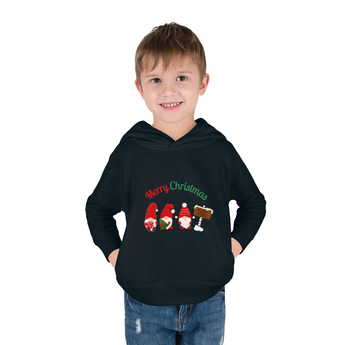 Cute Gnome Merry Christmas Toddler Pullover Fleece Hoodie