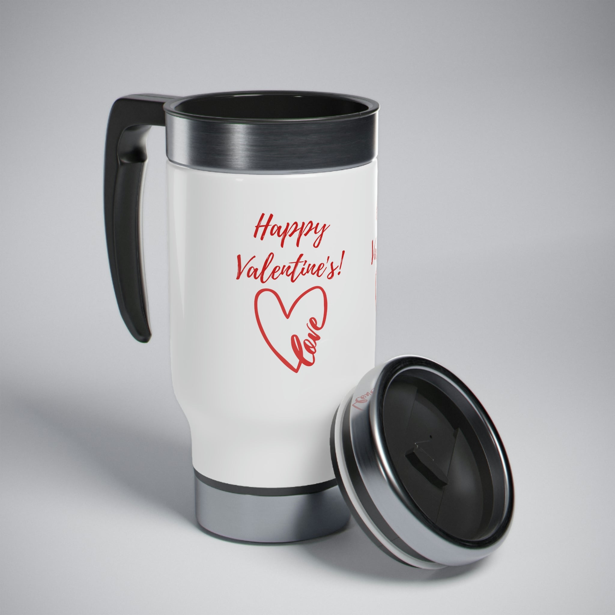 Happy Valentine's Love! Stainless Steel Travel Mug with Handle, 14oz