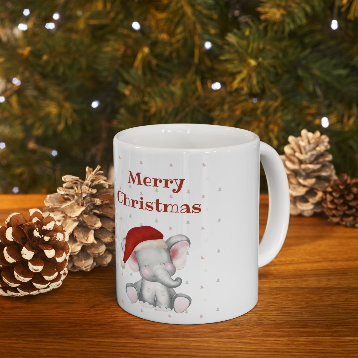 Cute Christmas Elephant Ceramic Mug 11oz