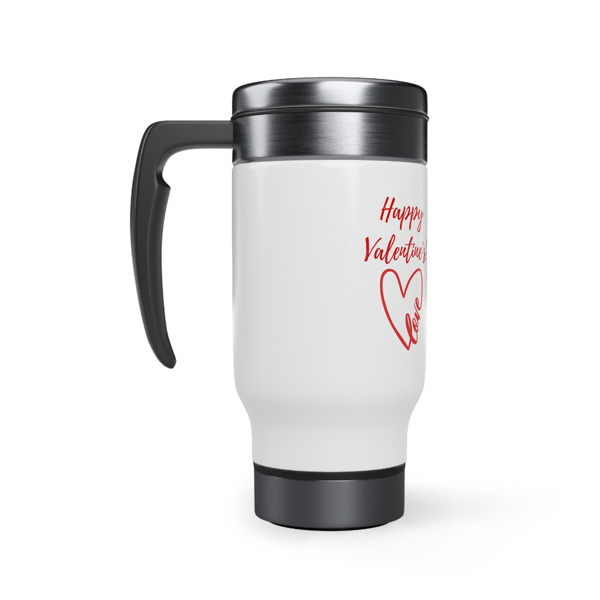 Happy Valentine's Love! Stainless Steel Travel Mug with Handle, 14oz